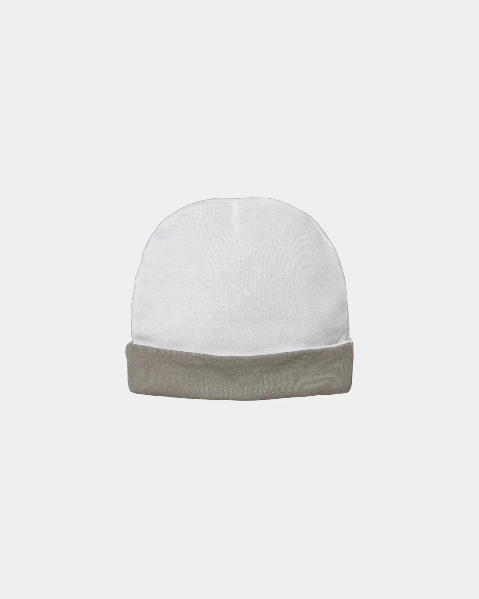 Custom infant baby rib beanie in ring-spun cotton - White/ Titanium