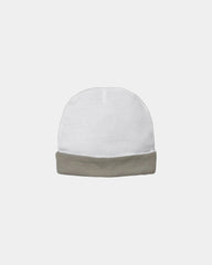 Custom infant baby rib beanie in ring-spun cotton - White/ Titanium