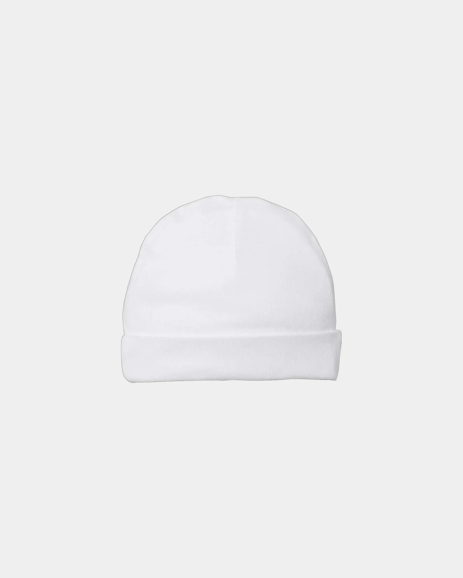 Custom infant baby rib beanie in ring-spun cotton - White