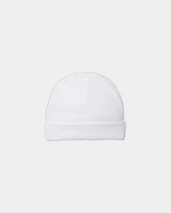 Custom infant baby rib beanie in ring-spun cotton - White