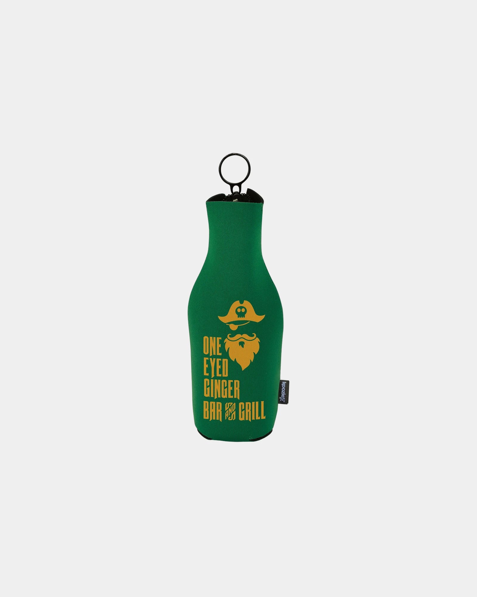 Custom neoprene zip-up bottle cooler 12 oz - Green
