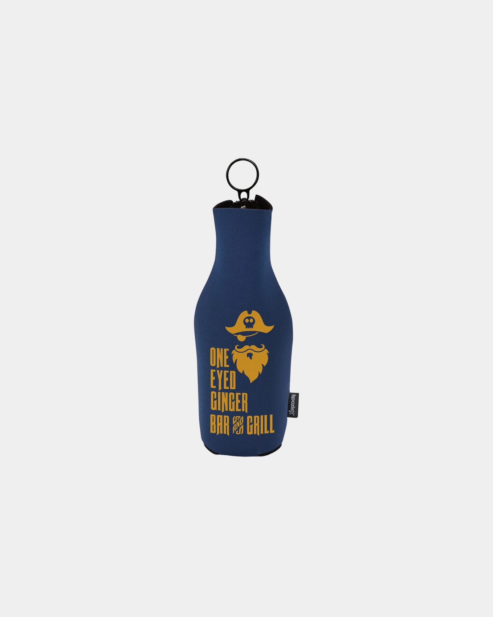 Custom neoprene zip-up bottle cooler 12 oz - Navy