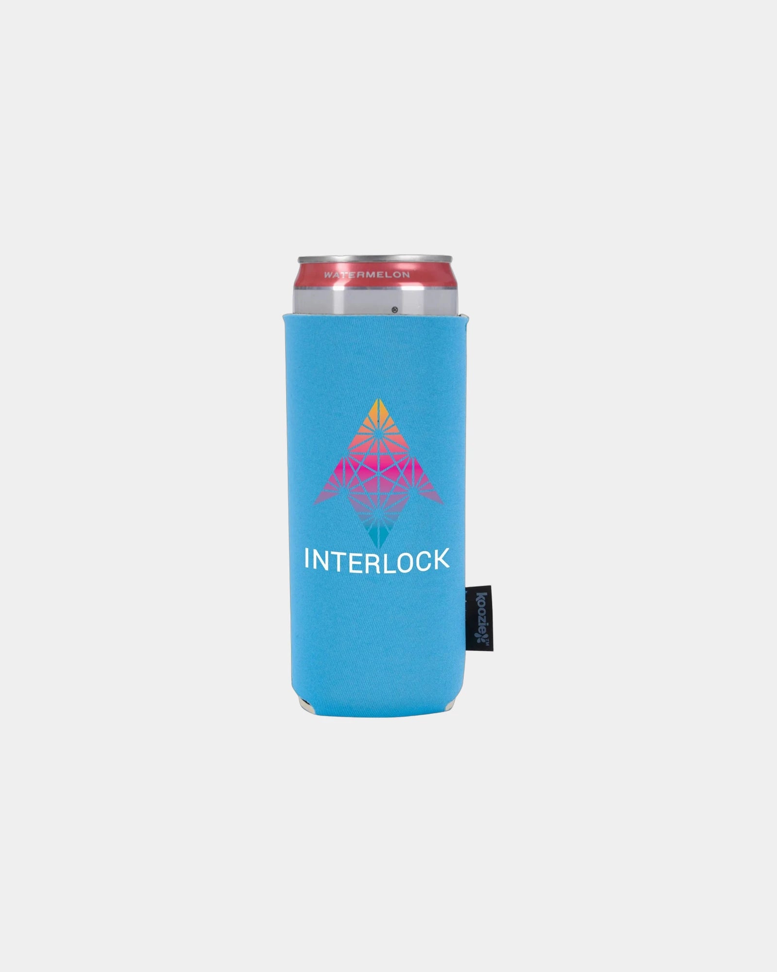 Custom magnetic neoprene slim can cooler - Neon Blue