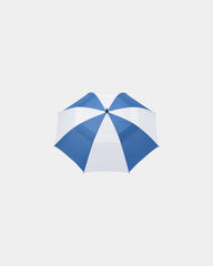 Custom RPET 58" golf umbrella with FSC wood handle - Royal/White