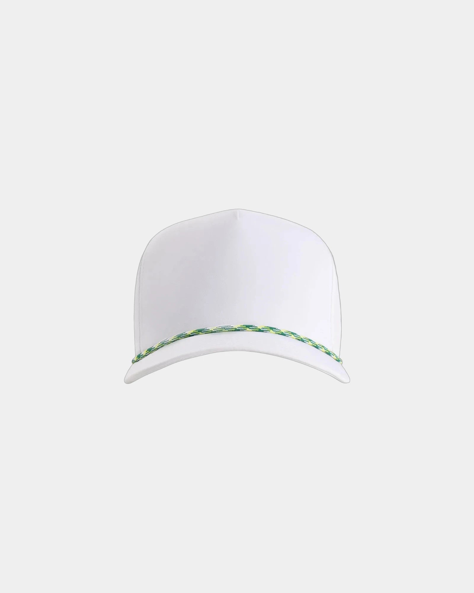 Custom recycled polyester five-panel cap Wrightson - White/ Green-Yellow