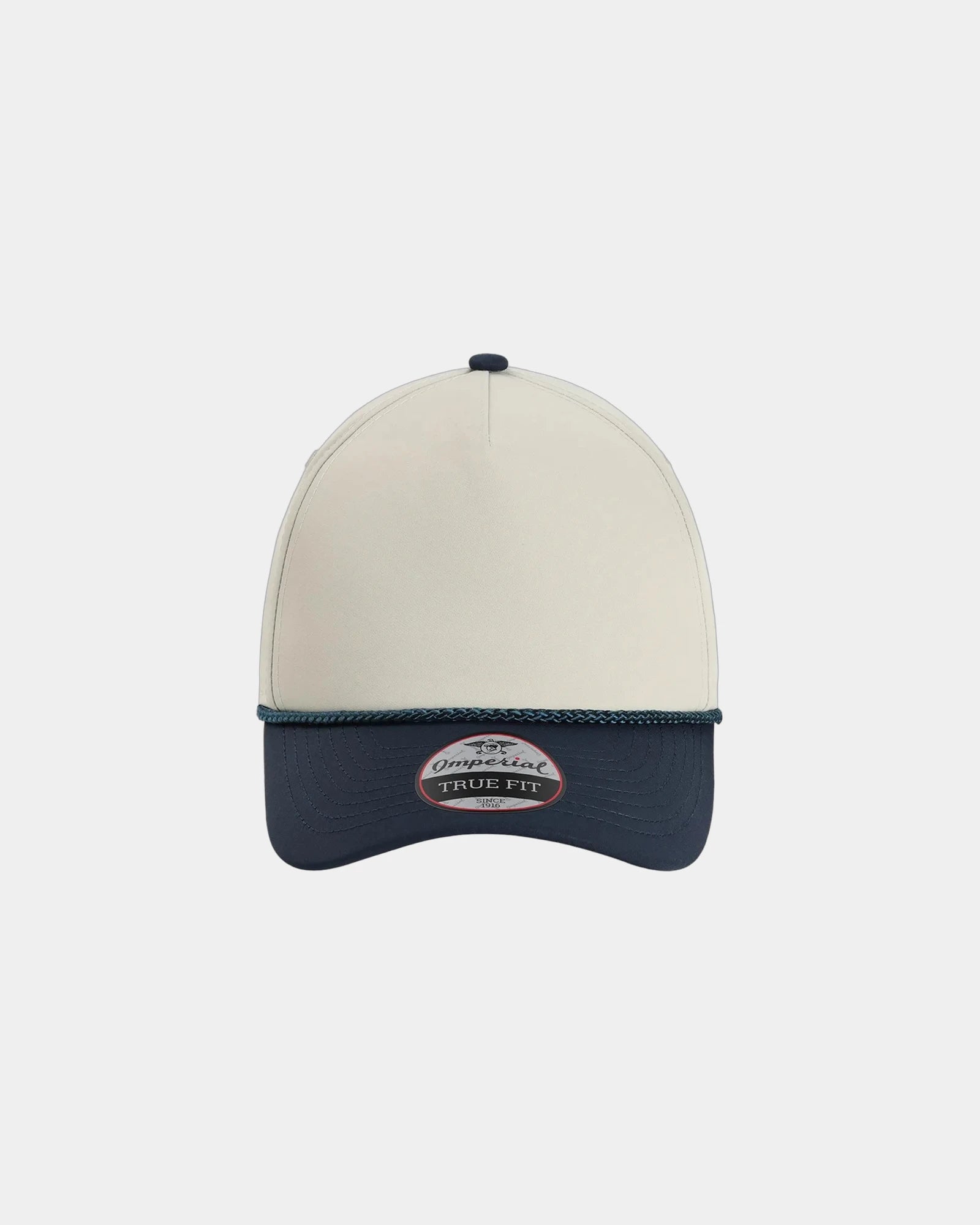Custom recycled polyester five-panel cap Wrightson - Putty/ Navy/ Navy