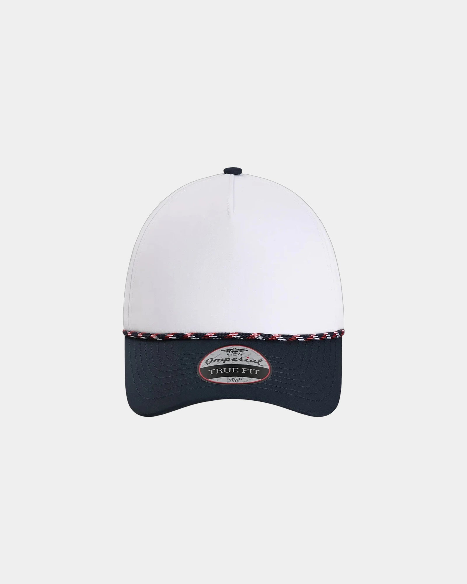 Custom recycled polyester five-panel cap Wrightson - White/ Navy/ Navy/ Red/ White