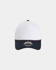 Custom recycled polyester five-panel cap Wrightson - White/ Navy/ Navy/ Red/ White