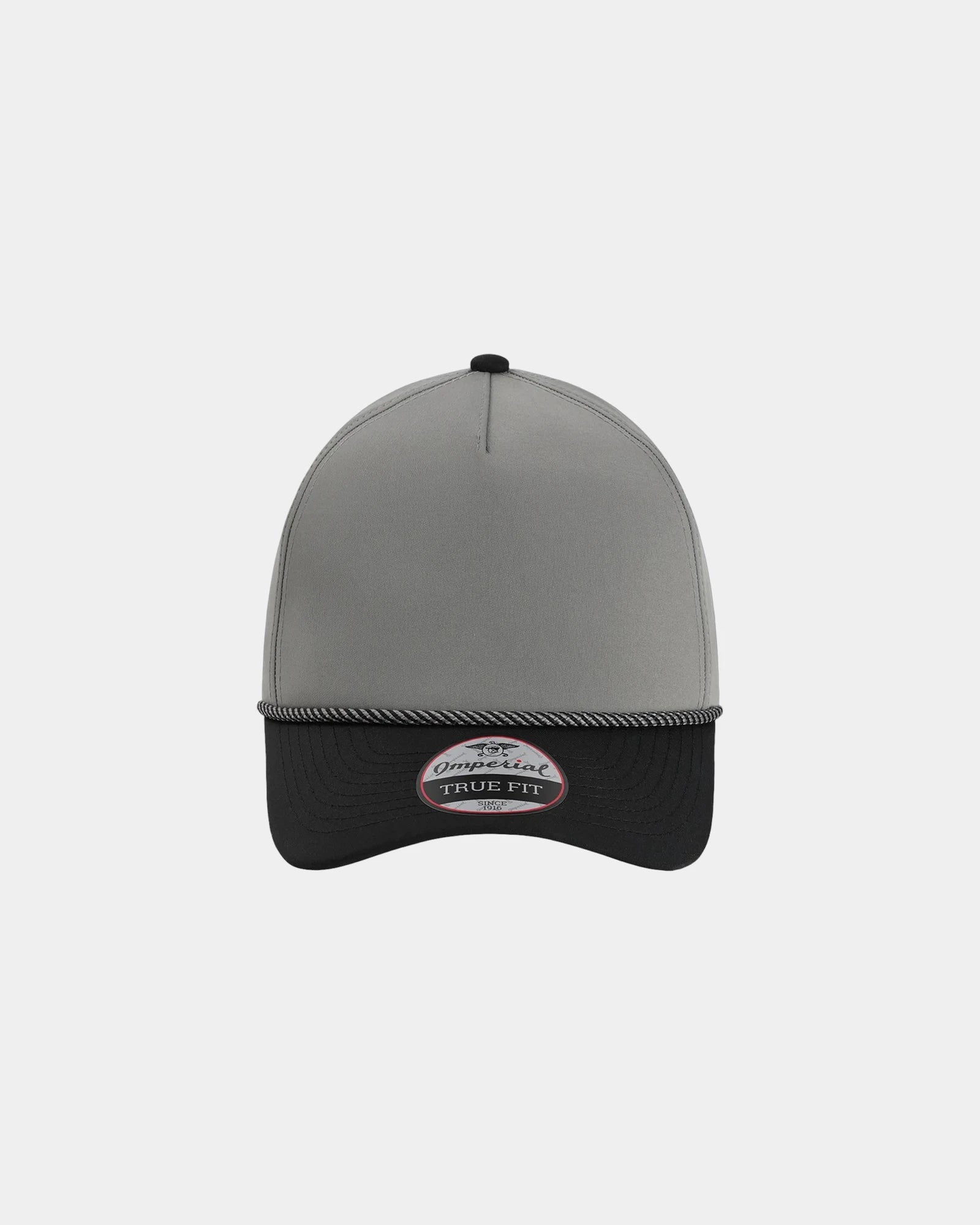 Custom recycled polyester five-panel cap Wrightson - Grey/ Black/ Black/ Grey