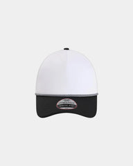 Custom recycled polyester five-panel cap Wrightson - White/ Black/ Black/ White