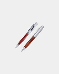 Custom wood twist mechanical pencil with chrome accents - Brown-Satin Chrome