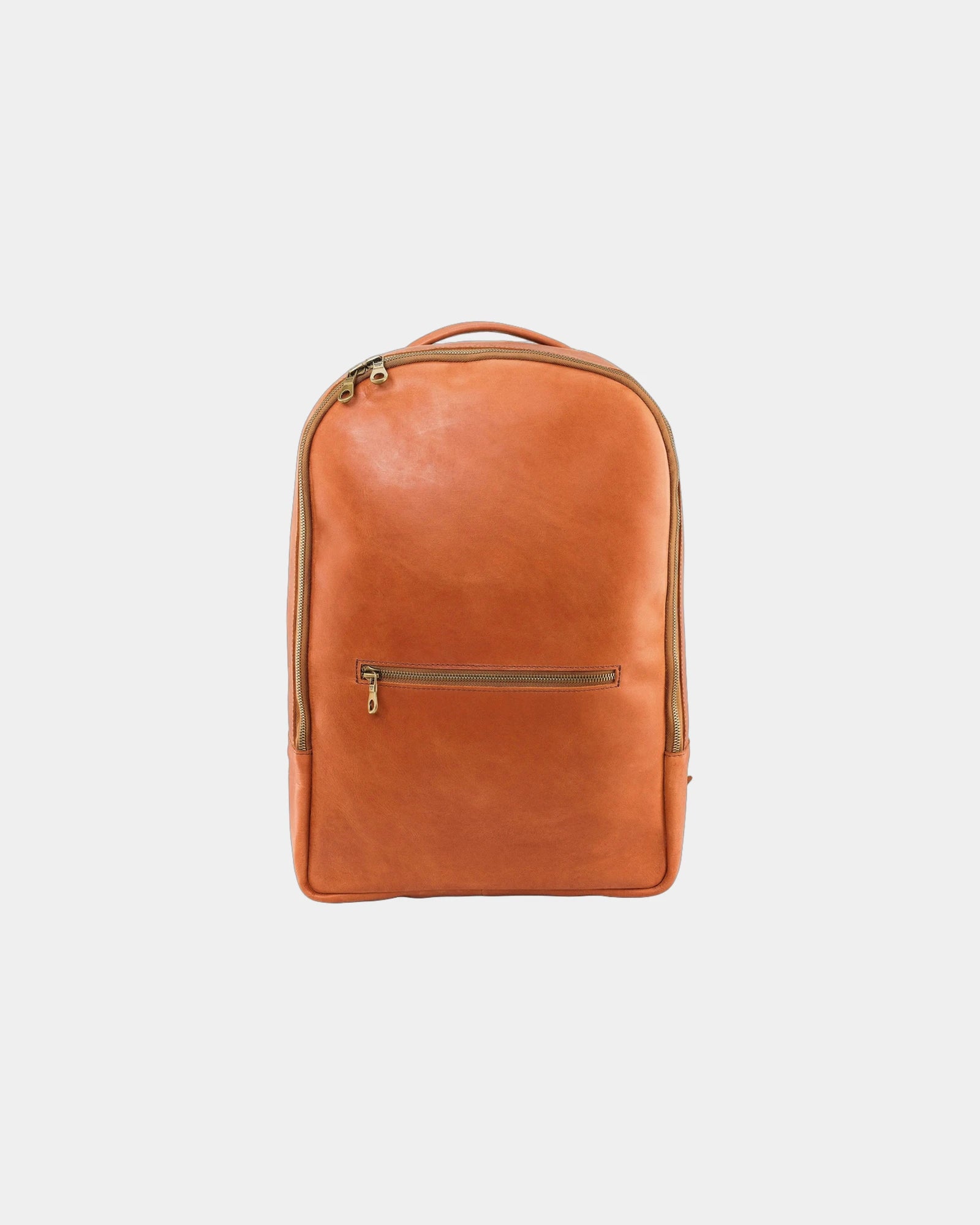 Custom full-grain leather laptop backpack 15" - Rust Brown