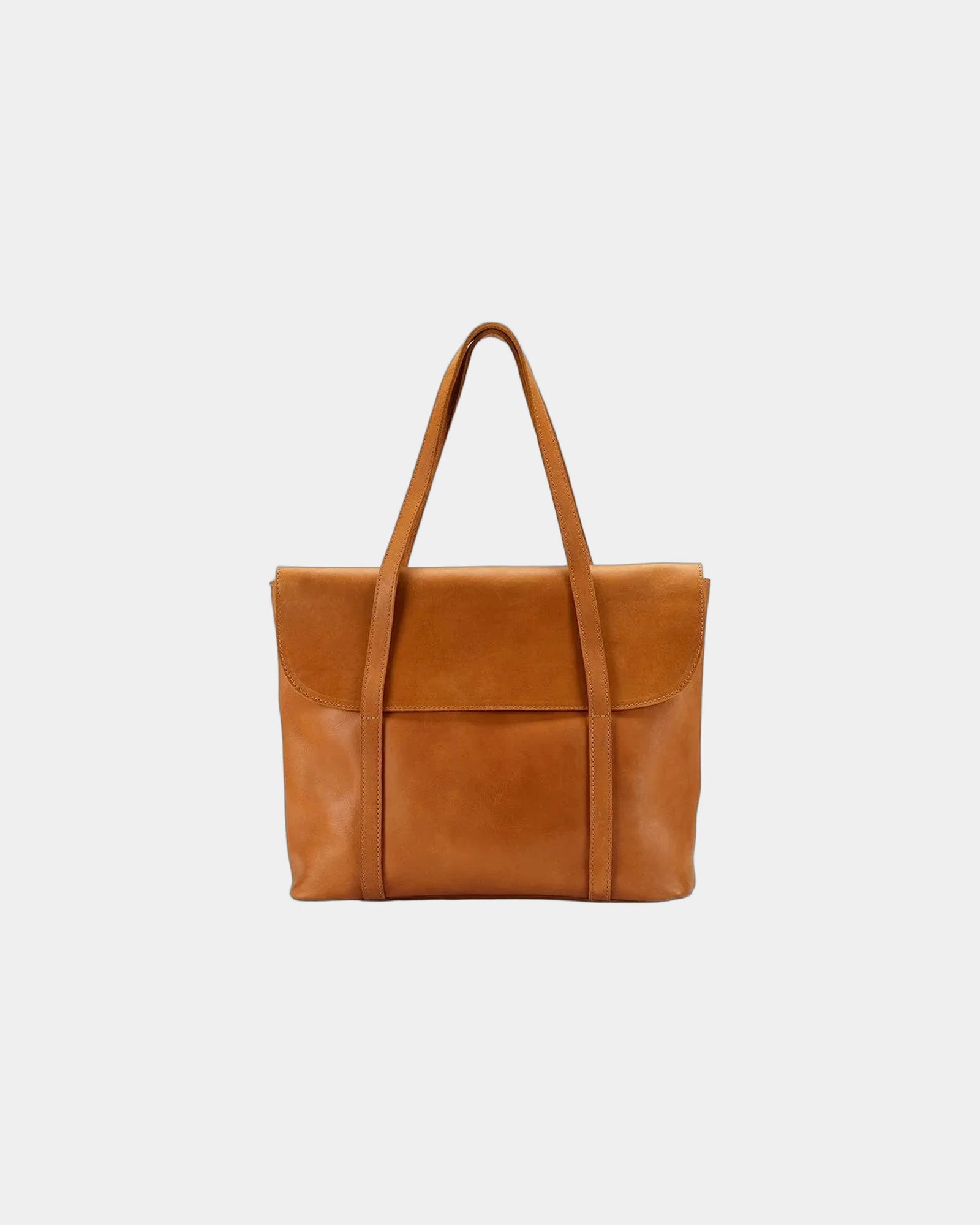 Custom full-grain leather Awassa travel tote bag - Rust Brown