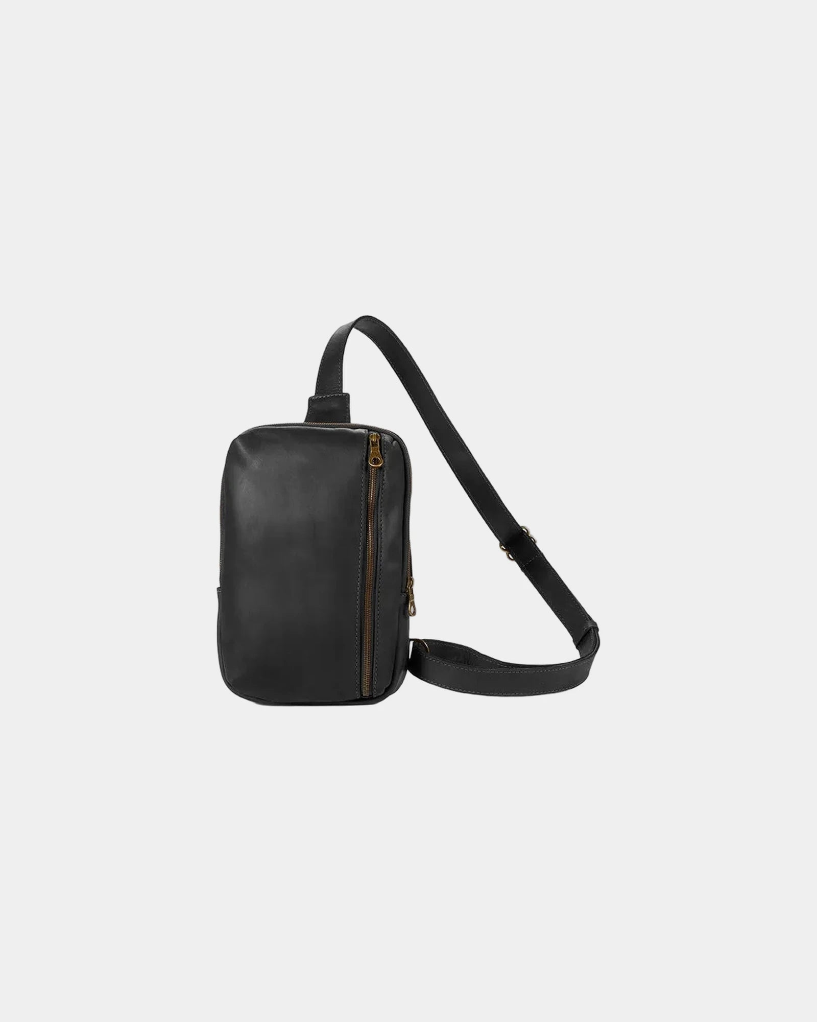 Custom full-grain leather sling bag Bale 12 x 9 inches - Black