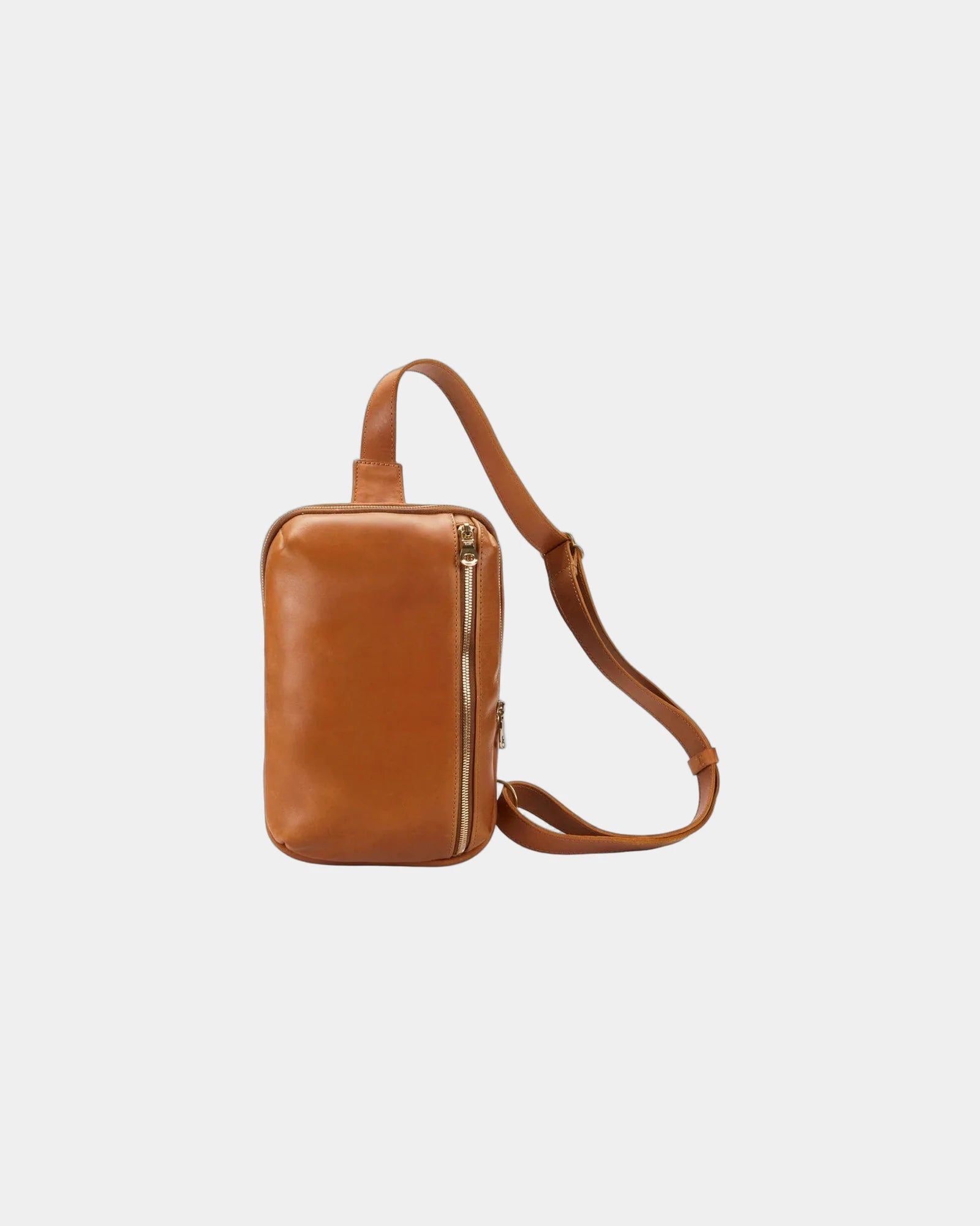 Custom full-grain leather sling bag Bale 12 x 9 inches - Rust Brown