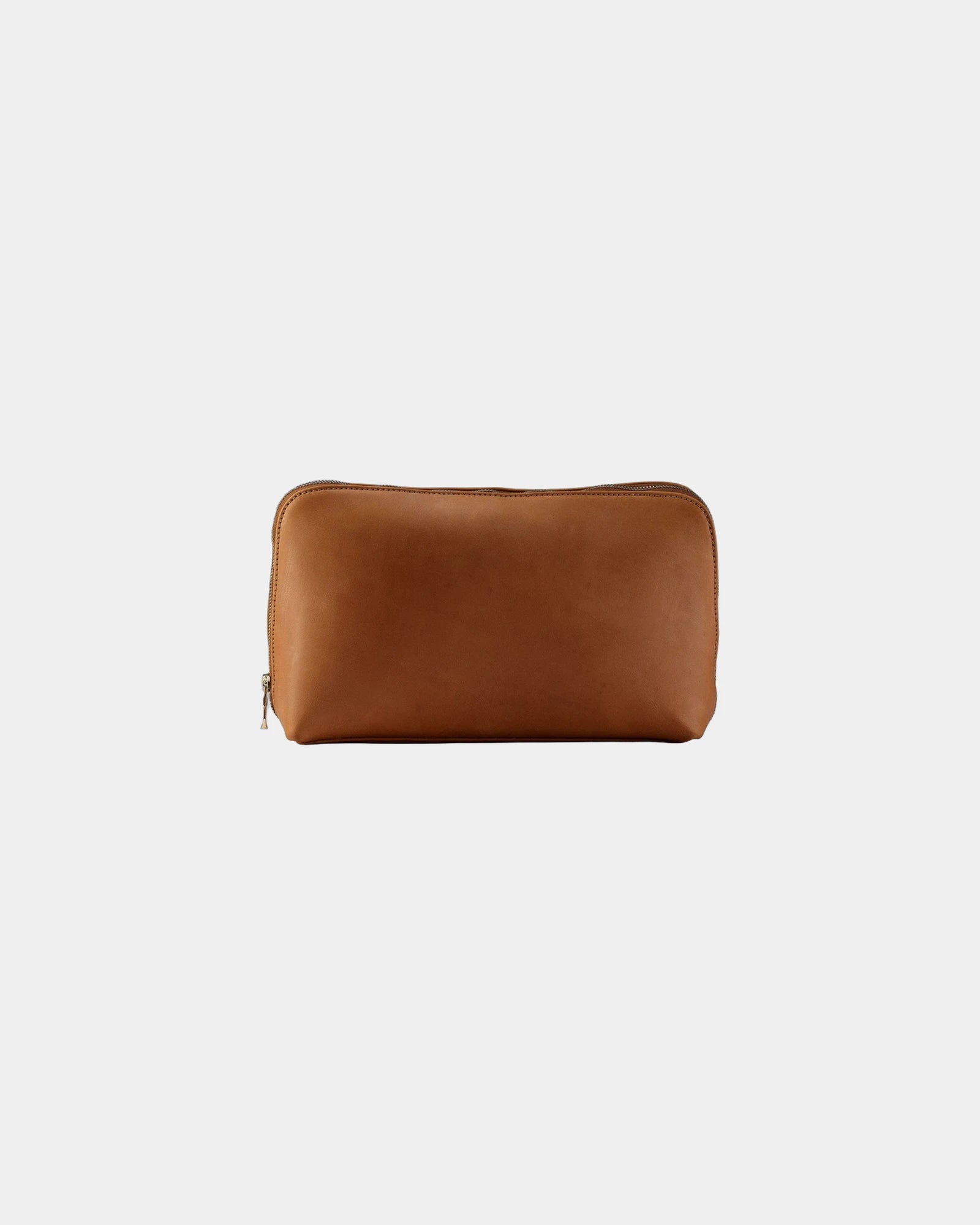 Custom full-grain leather catchall pouch gift - Rust Brown