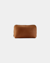 Custom full-grain leather catchall pouch gift - Rust Brown