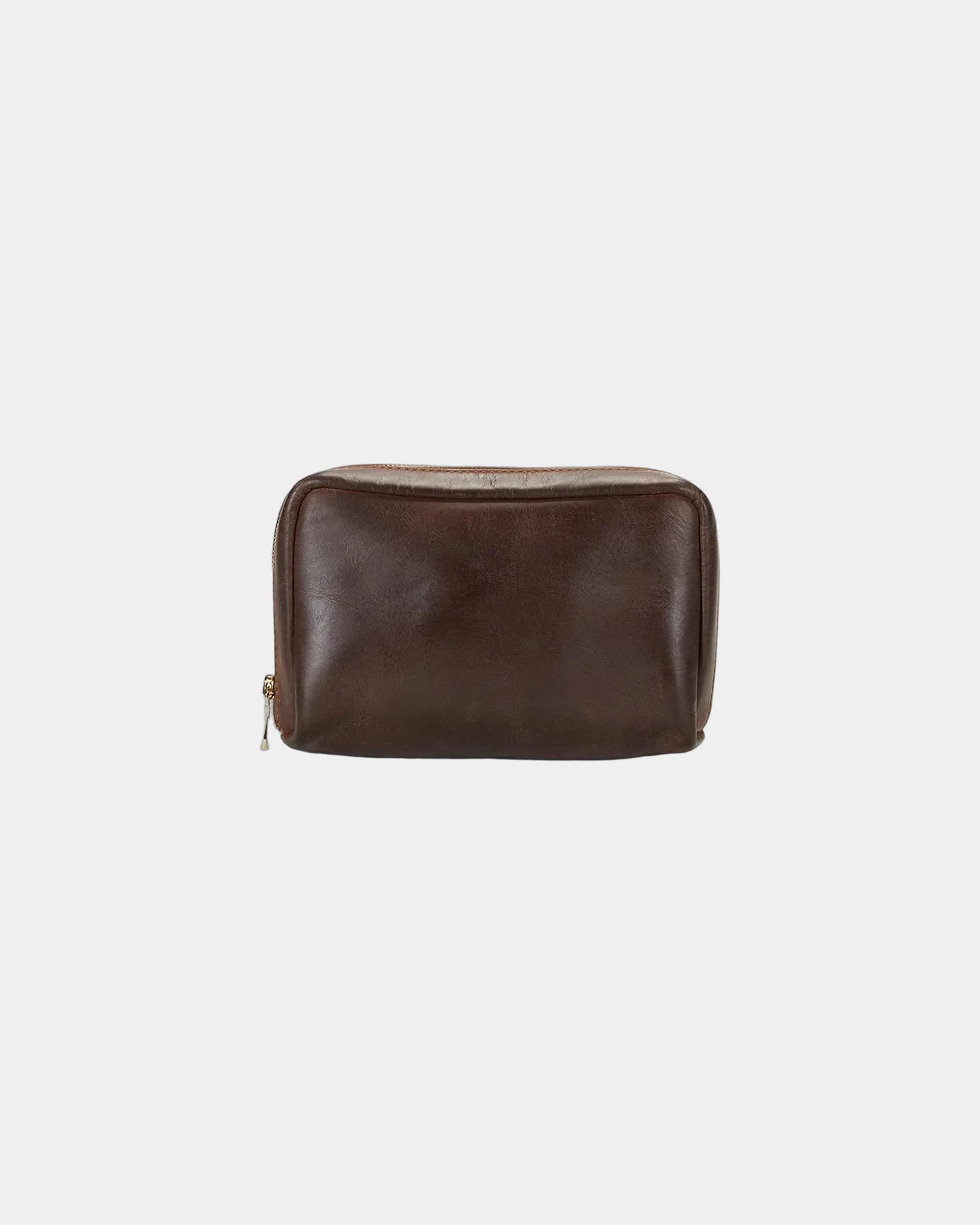 Custom full-grain leather organizer pouch 8.5 x 6 inches - Dark Brown