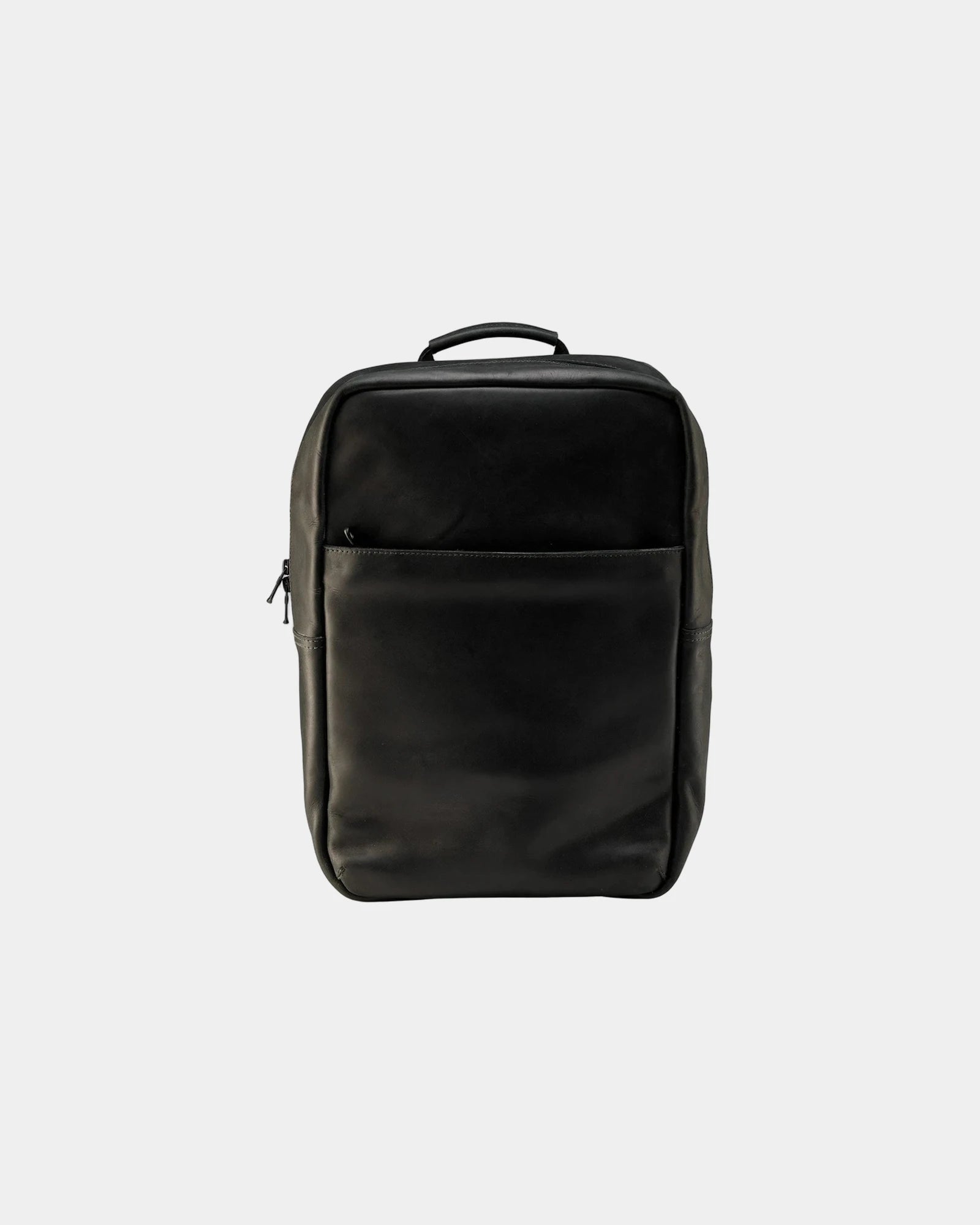 Custom Mari leather backpack with 15" laptop sleeve - Black/Black
