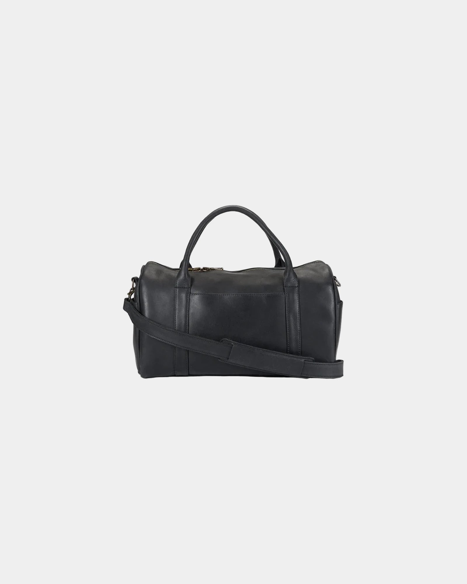 Custom full-grain leather weekender bag carry-on - Black