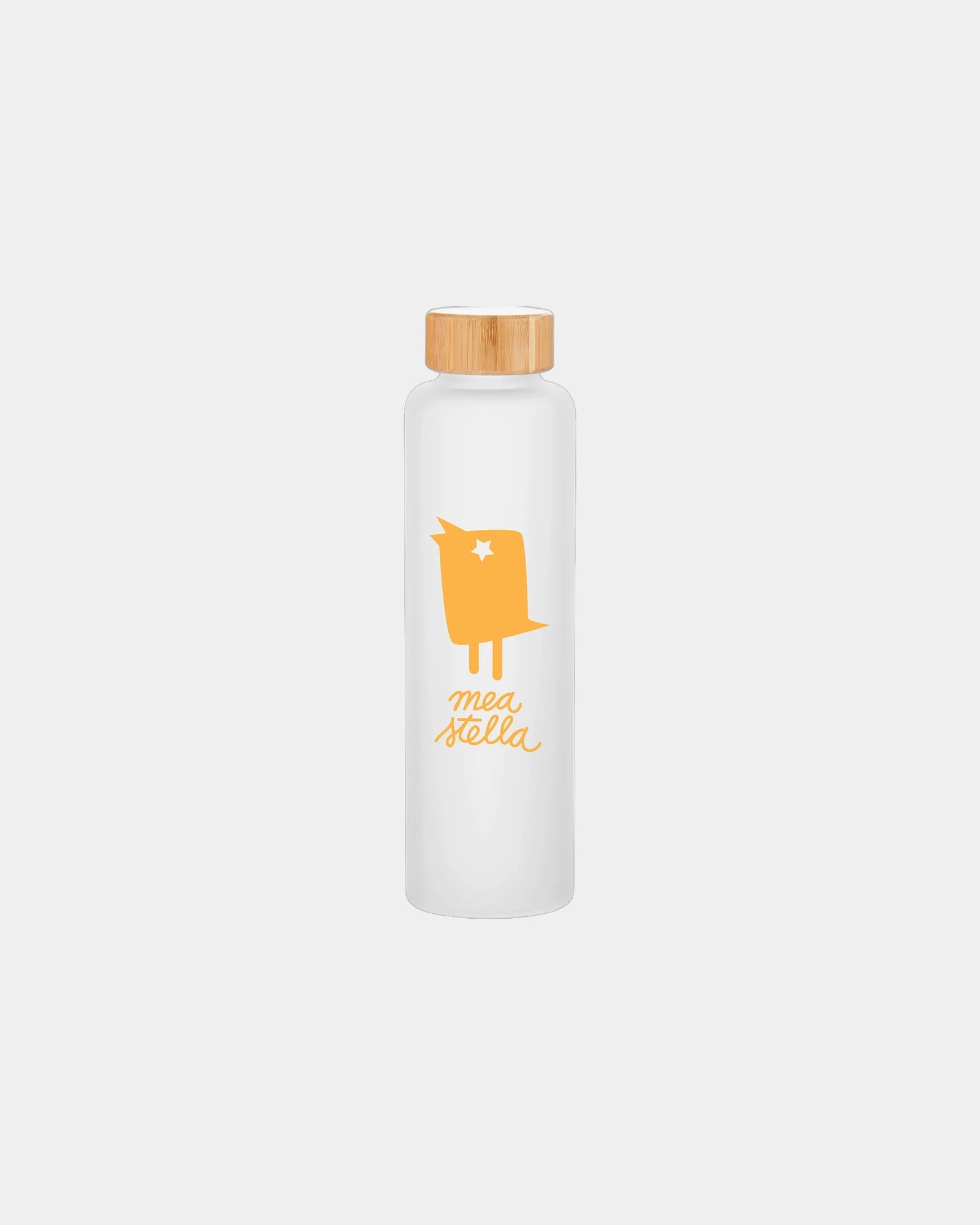 Custom 18-oz glass water bottle with bamboo lid - Frost