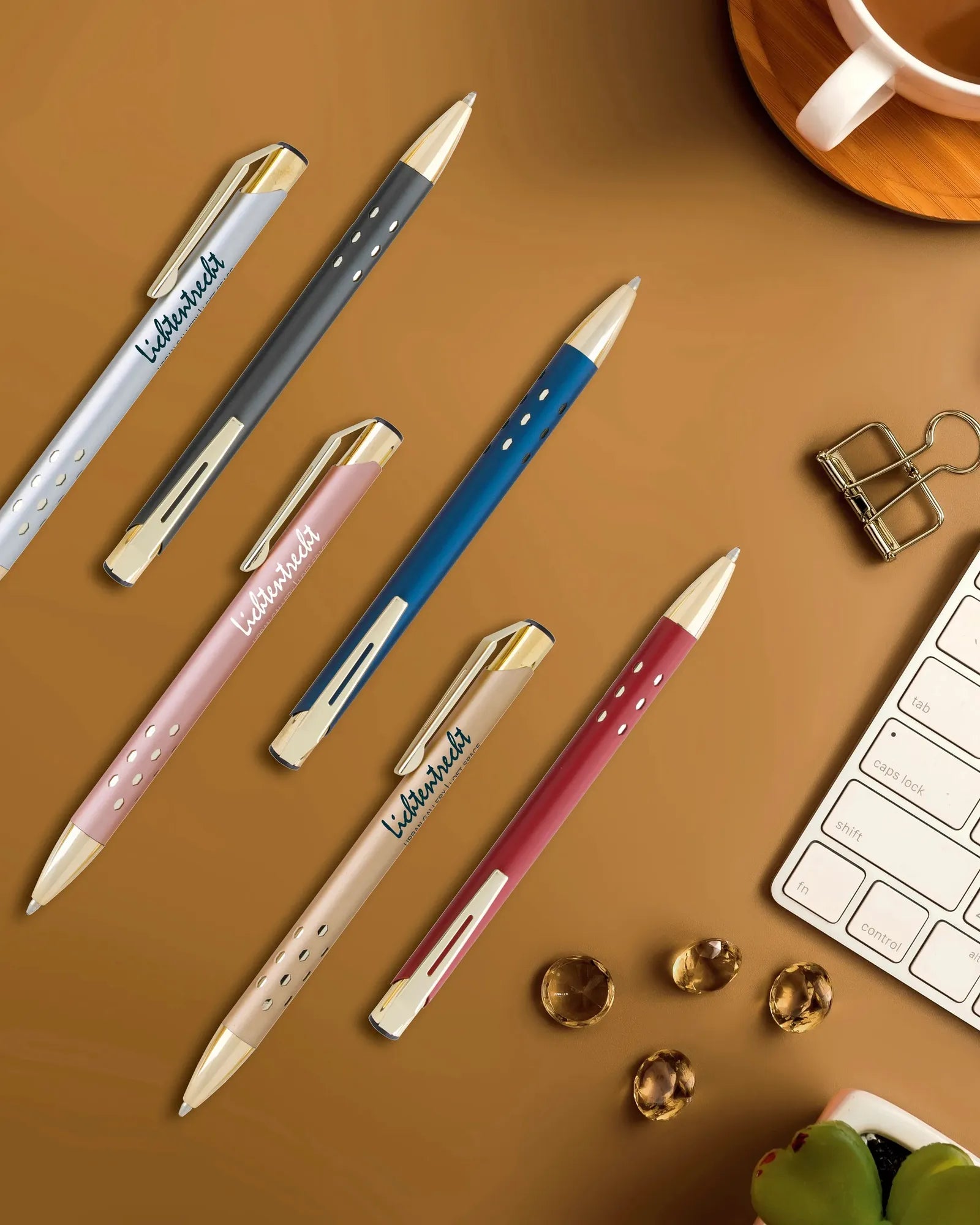 Custom recycled ABS metallic gold trim ballpoint pen - 2