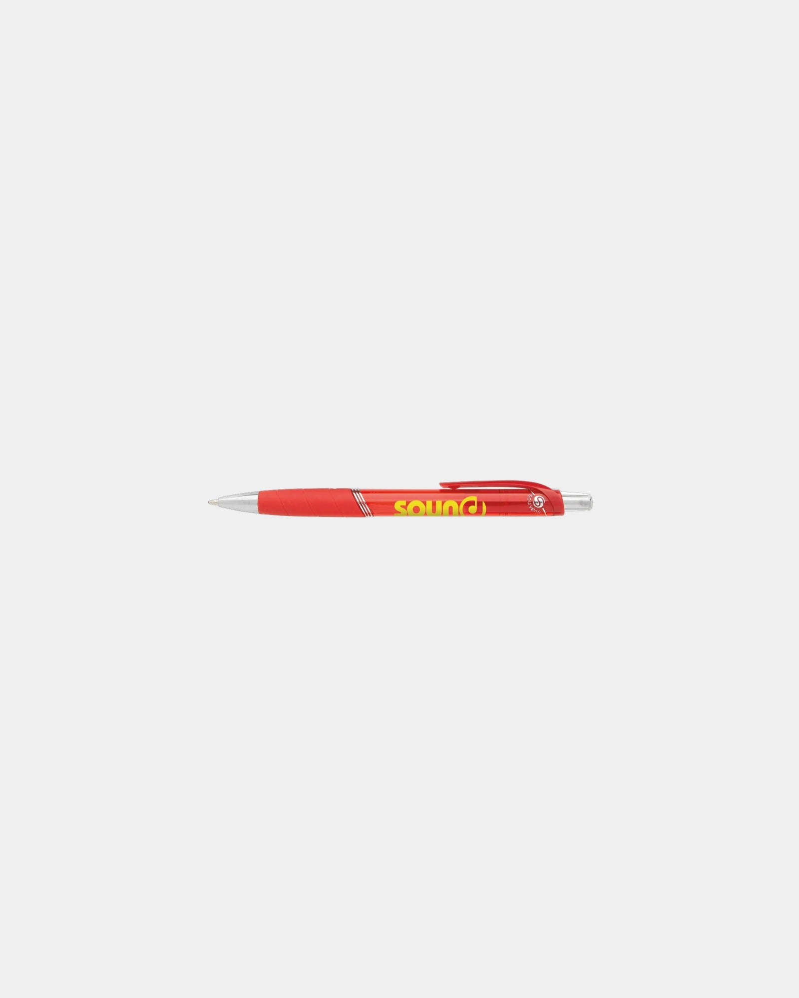 Custom translucent ballpoint pen with rubber grip - Red
