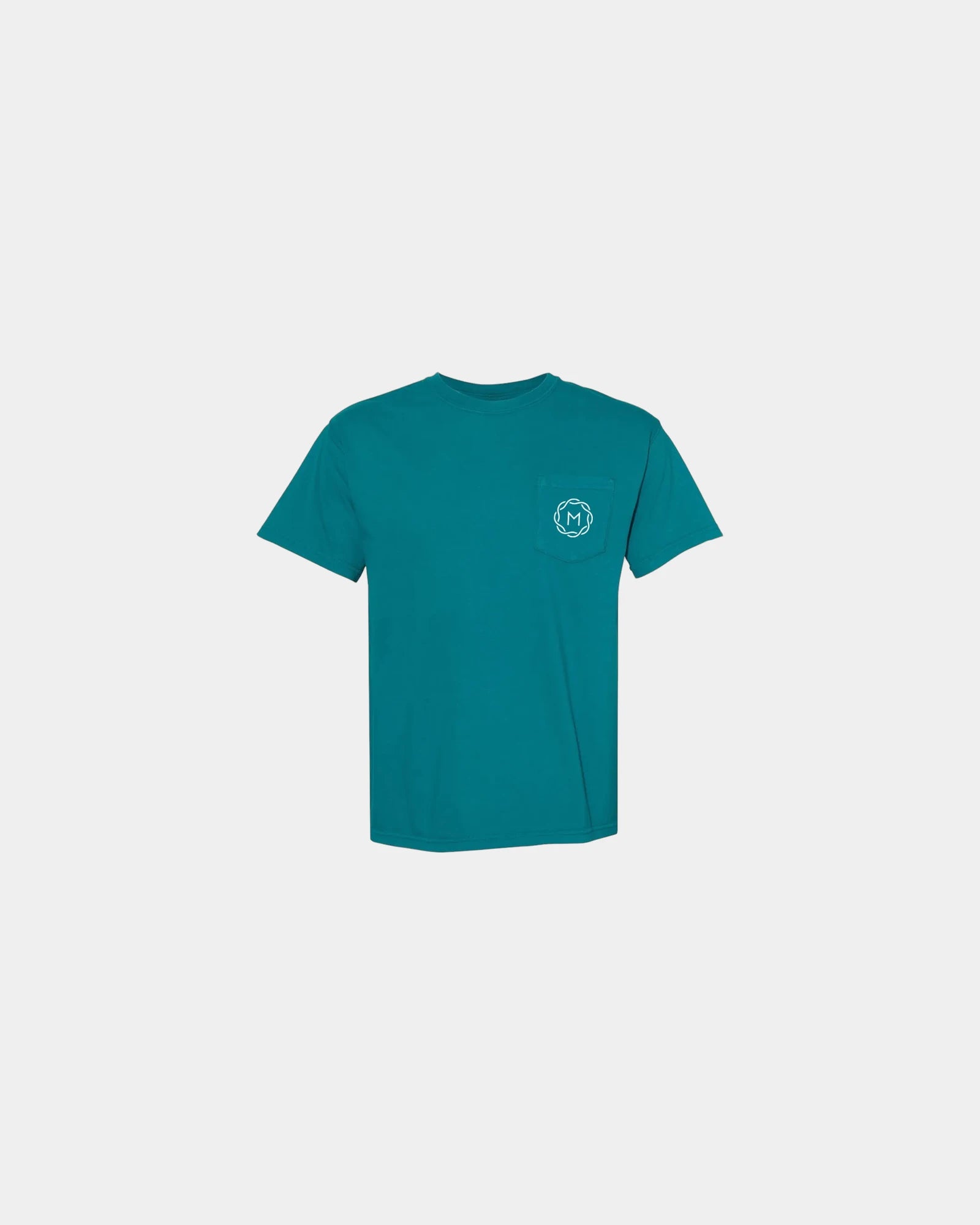 Custom cotton pocket t-shirt with heavyweight fabric - Topaz Blue