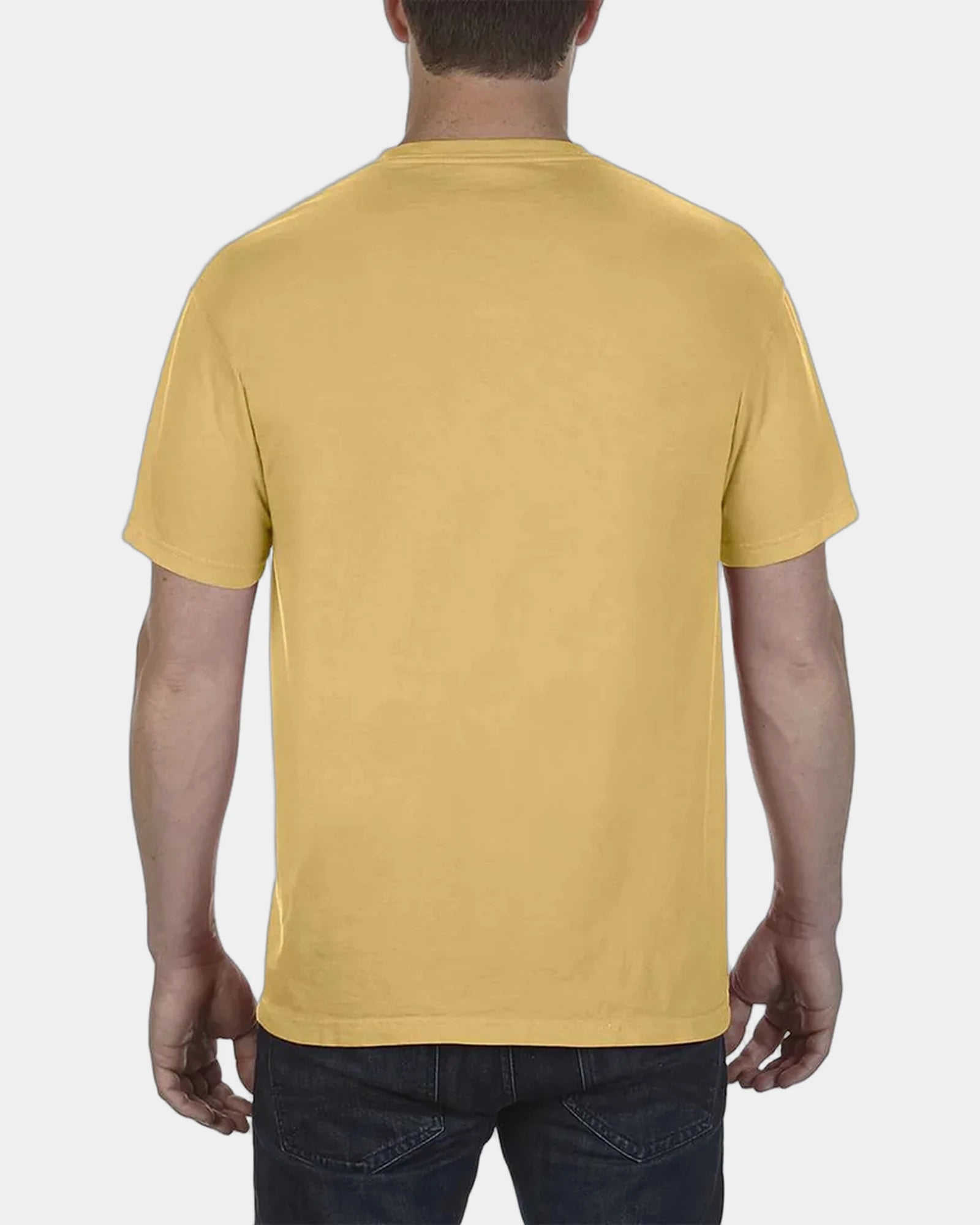 Custom cotton pocket t-shirt with heavyweight fabric - Mustard