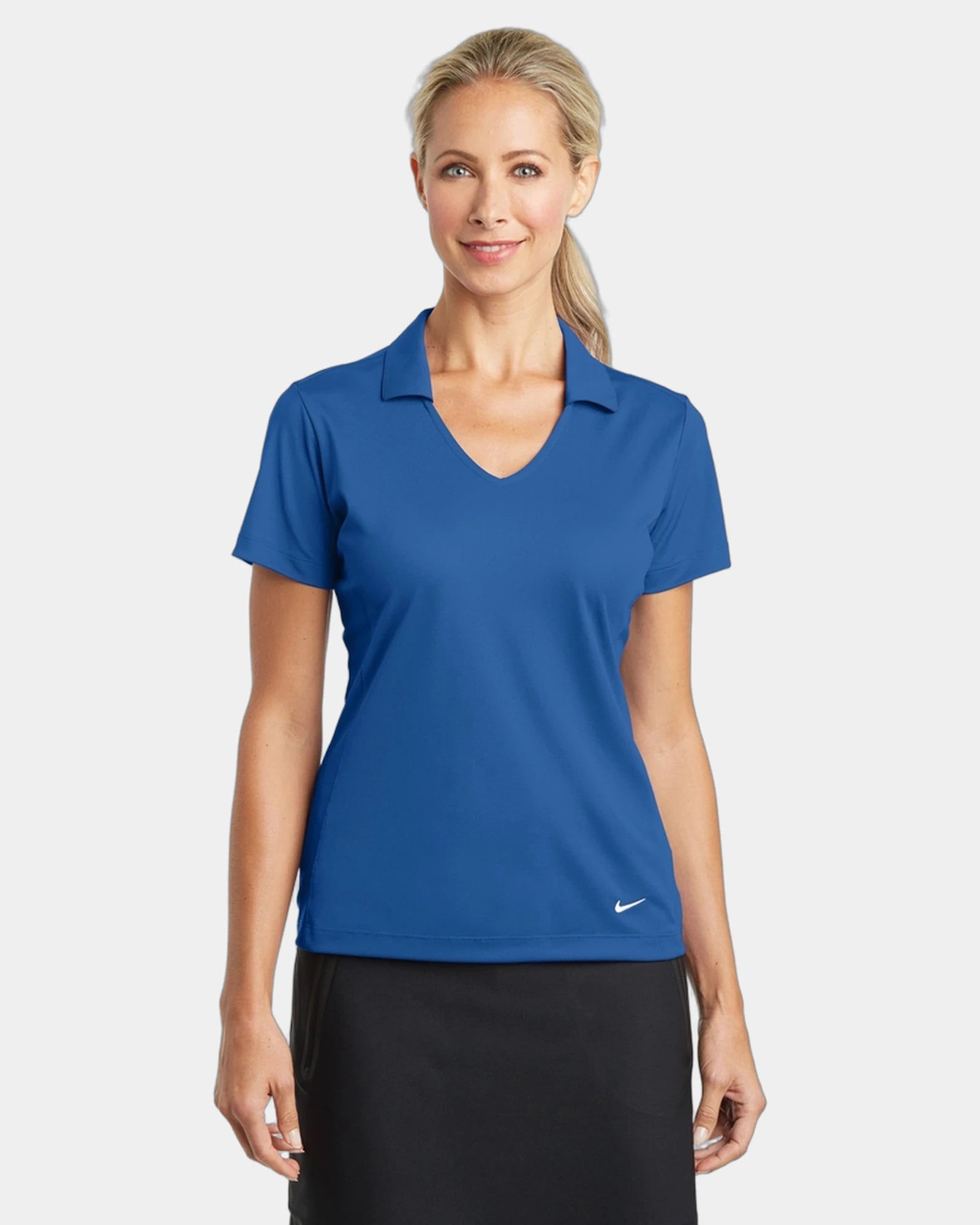 Custom women's polyester polo Nike Dri-FIT Vertical Mesh - Gym Blue