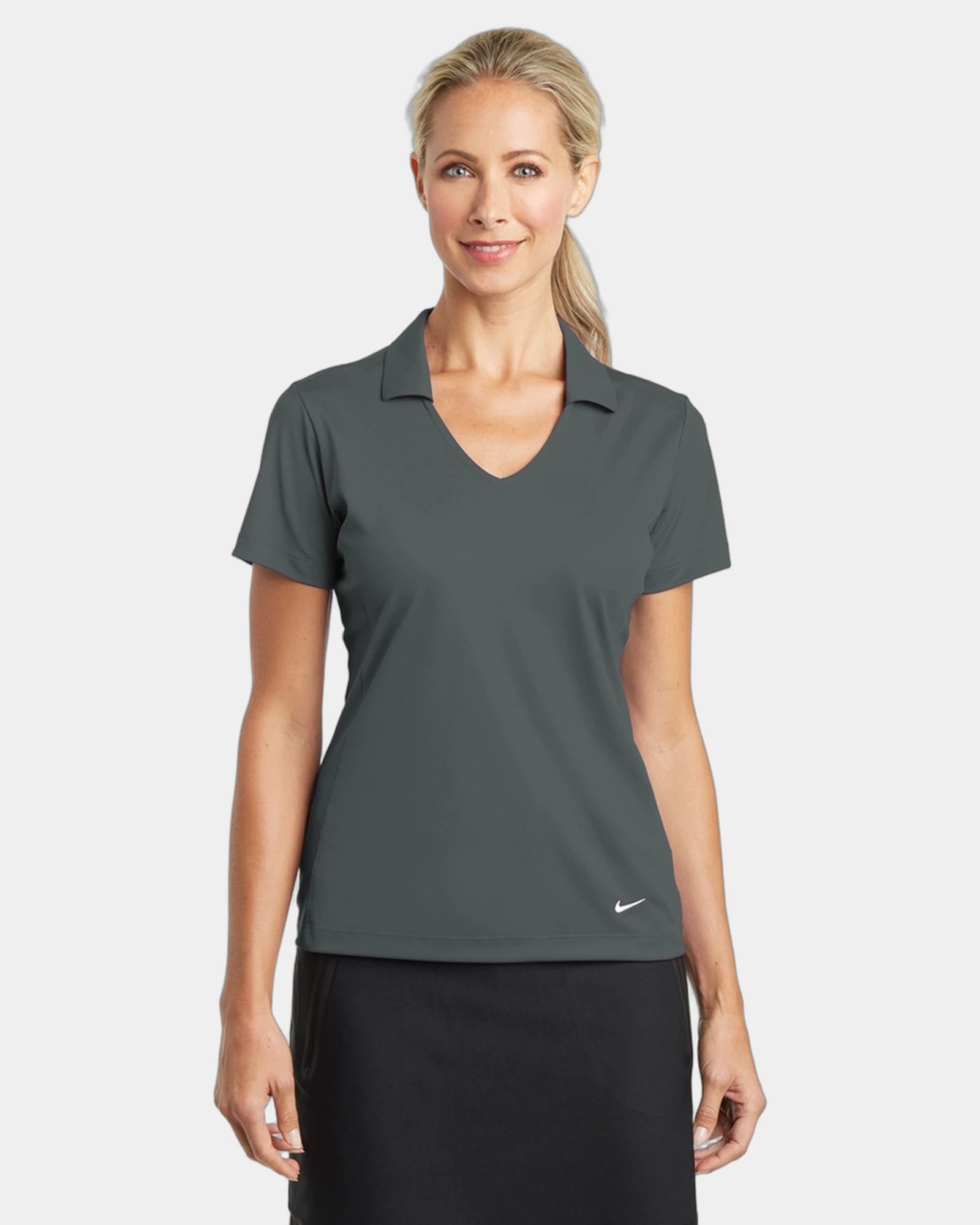 Custom women's polyester polo Nike Dri-FIT Vertical Mesh - Anthracite
