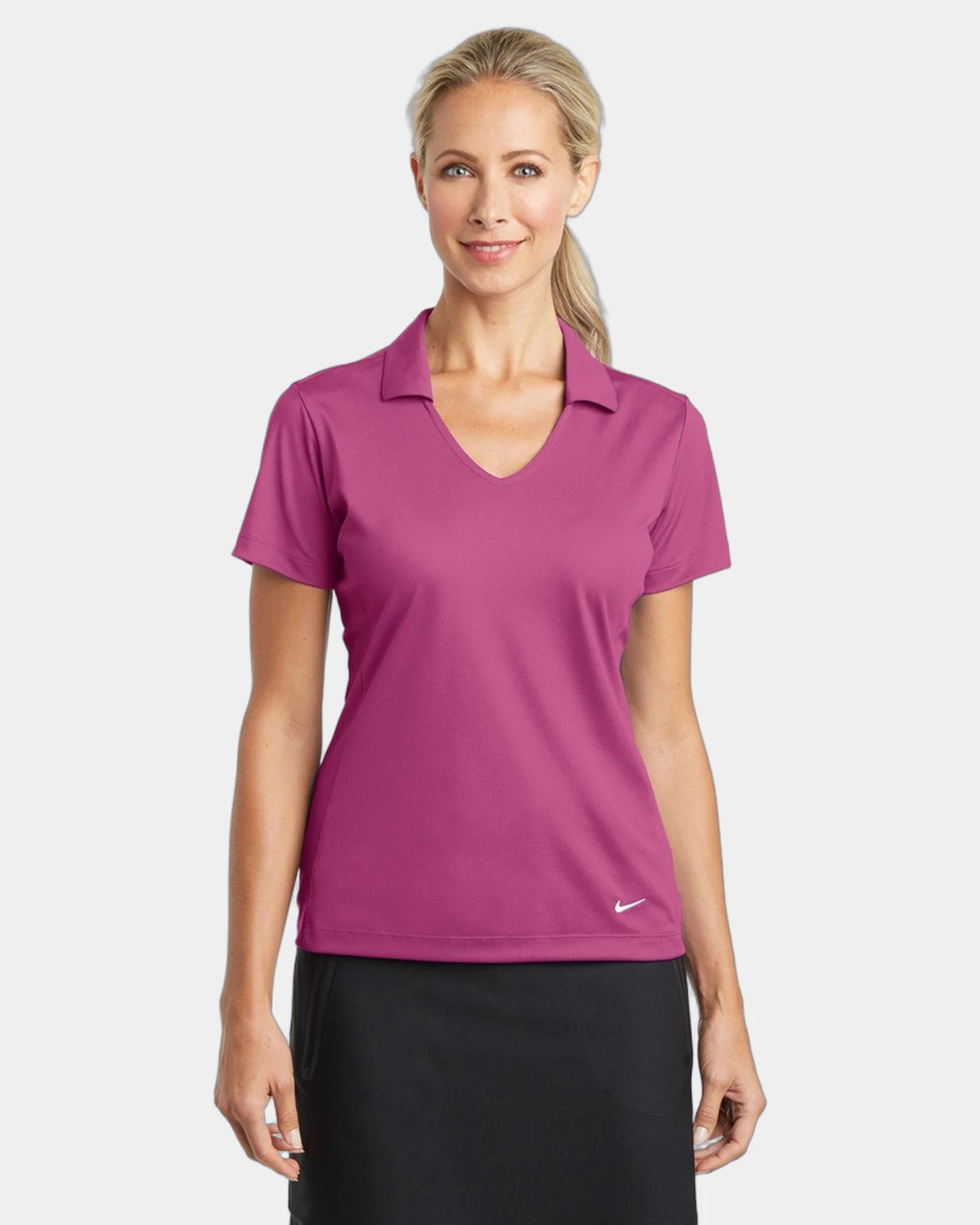 Custom women's polyester polo Nike Dri-FIT Vertical Mesh - Pink Fire