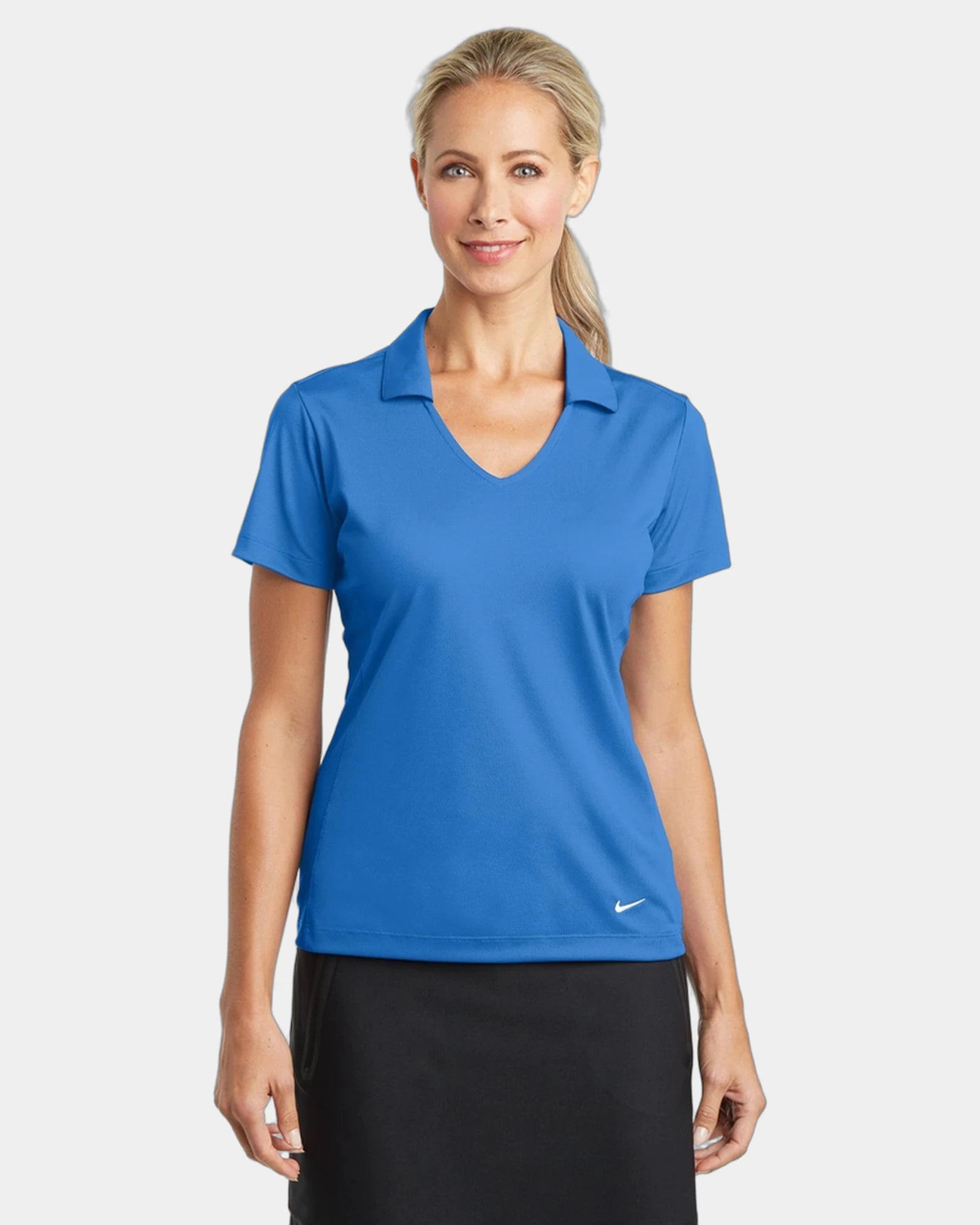 Custom women's polyester polo Nike Dri-FIT Vertical Mesh - Brisk Blue