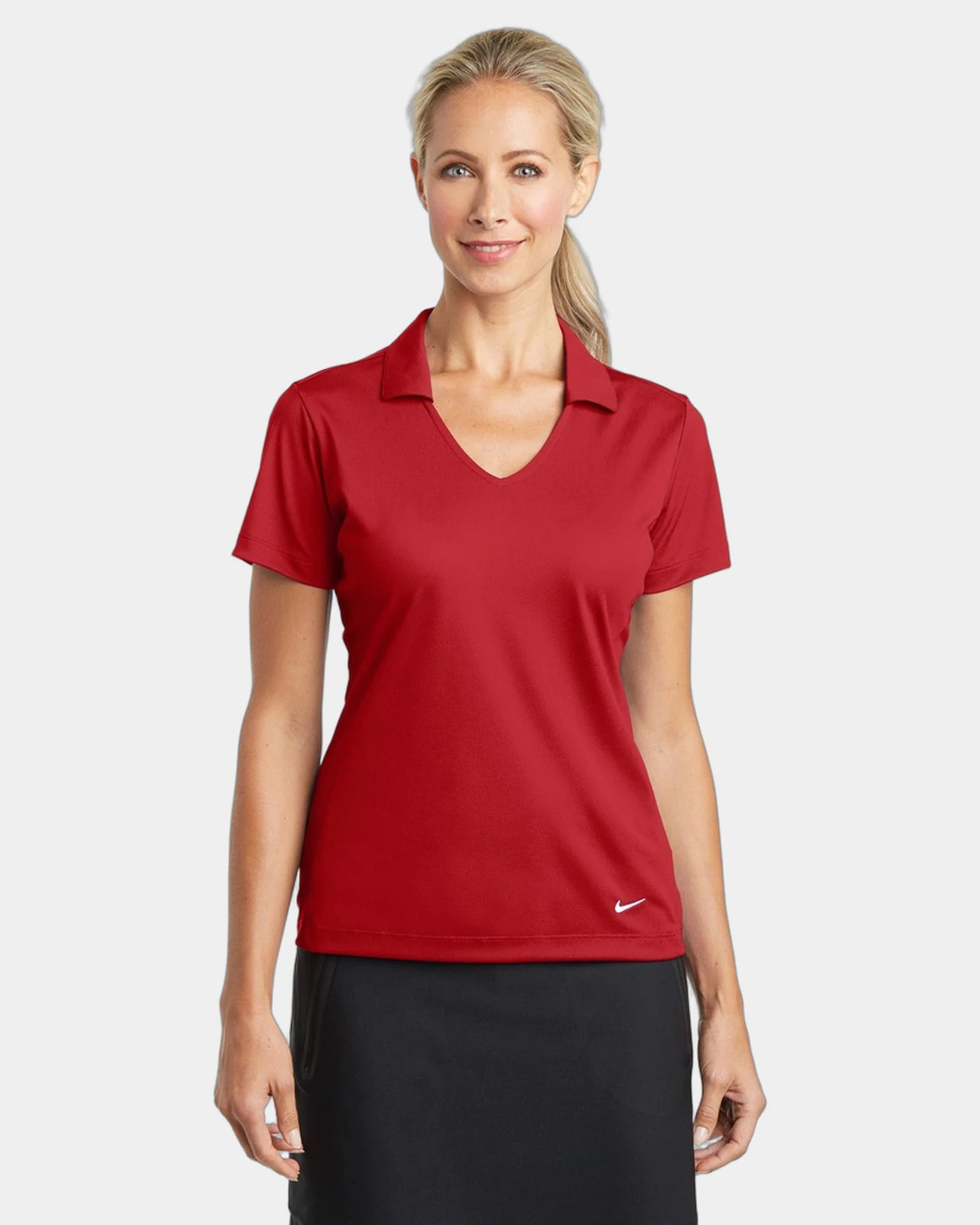 Custom women's polyester polo Nike Dri-FIT Vertical Mesh - University Red