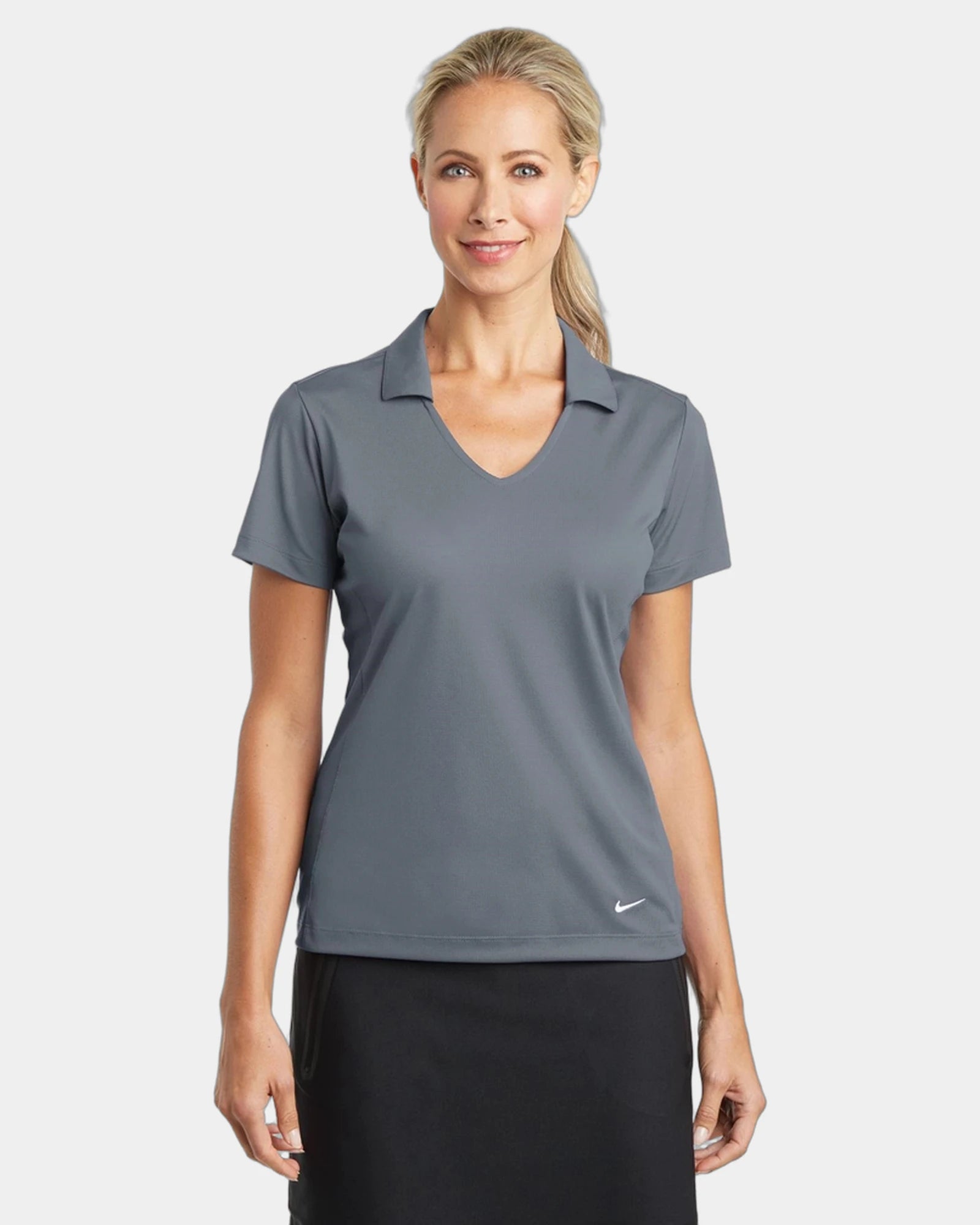 Custom women's polyester polo Nike Dri-FIT Vertical Mesh - Cool Grey