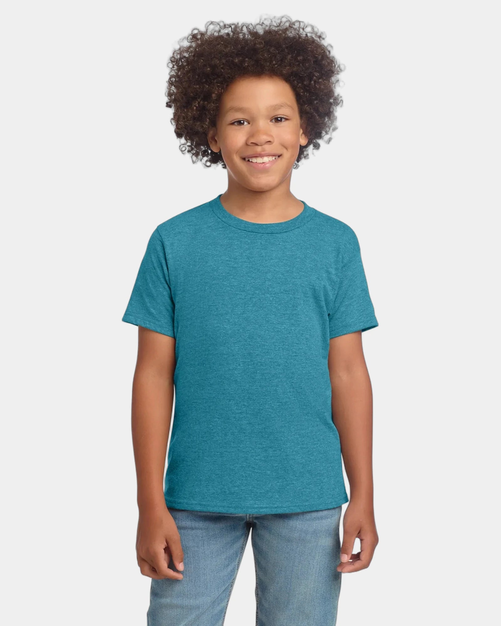 Custom ring-spun cotton youth softstyle T-shirt - Heather Galapagos Blue
