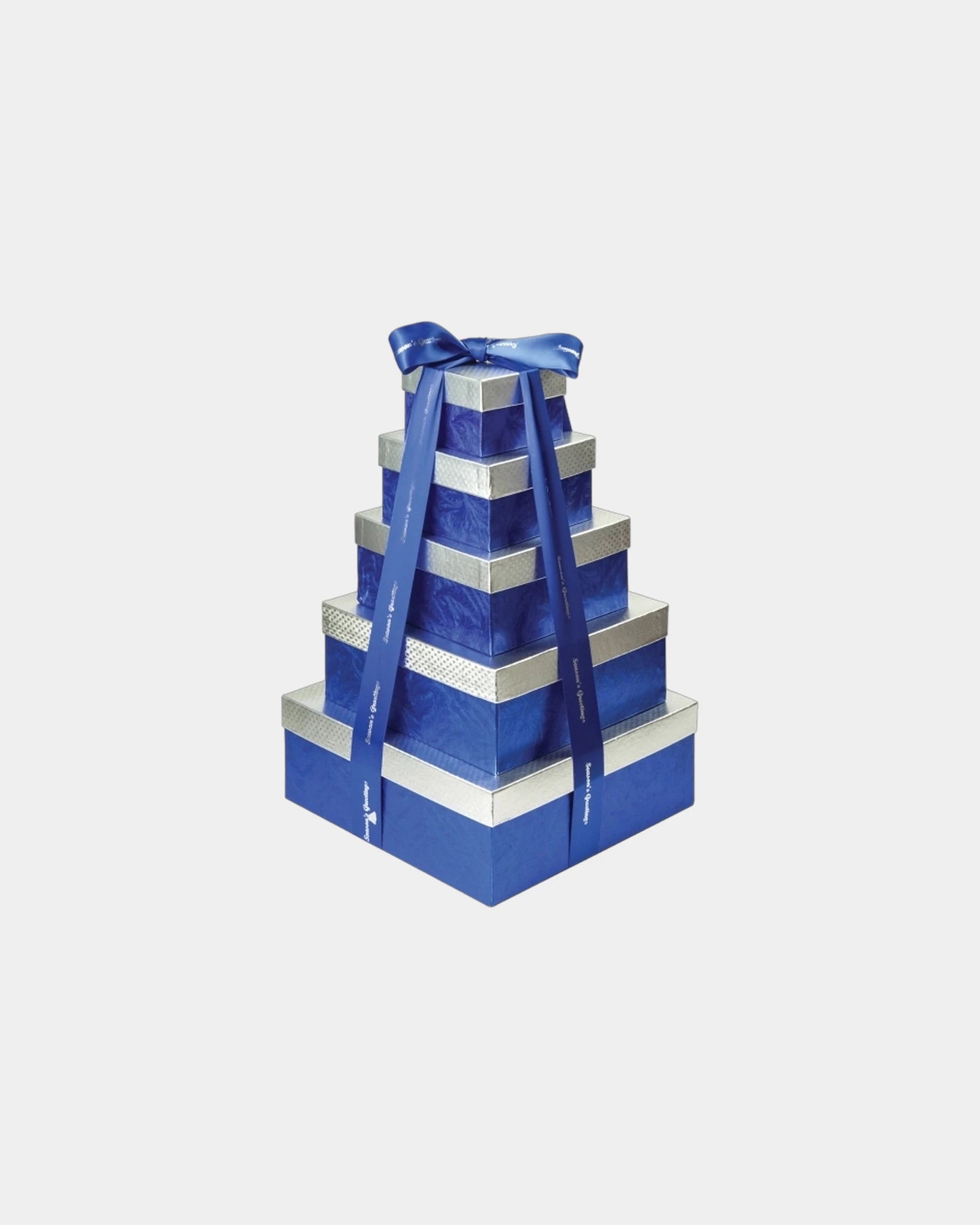 Custom 5-tier gourmet gift tower assortment - Blue-Silver