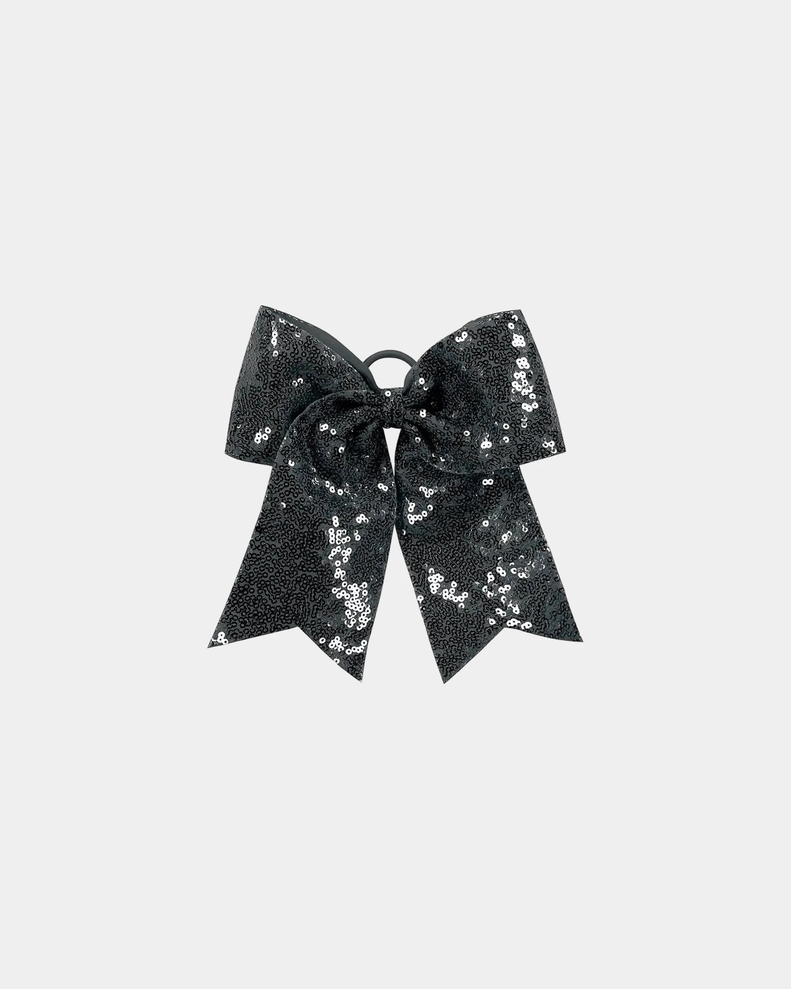 Custom sequin cheer hair bow with glitter accents - Black