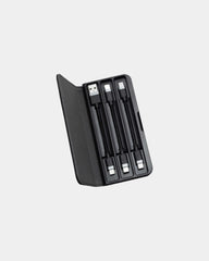 Branded woven cable travel kit with 3 charging cables - Black (Bk)