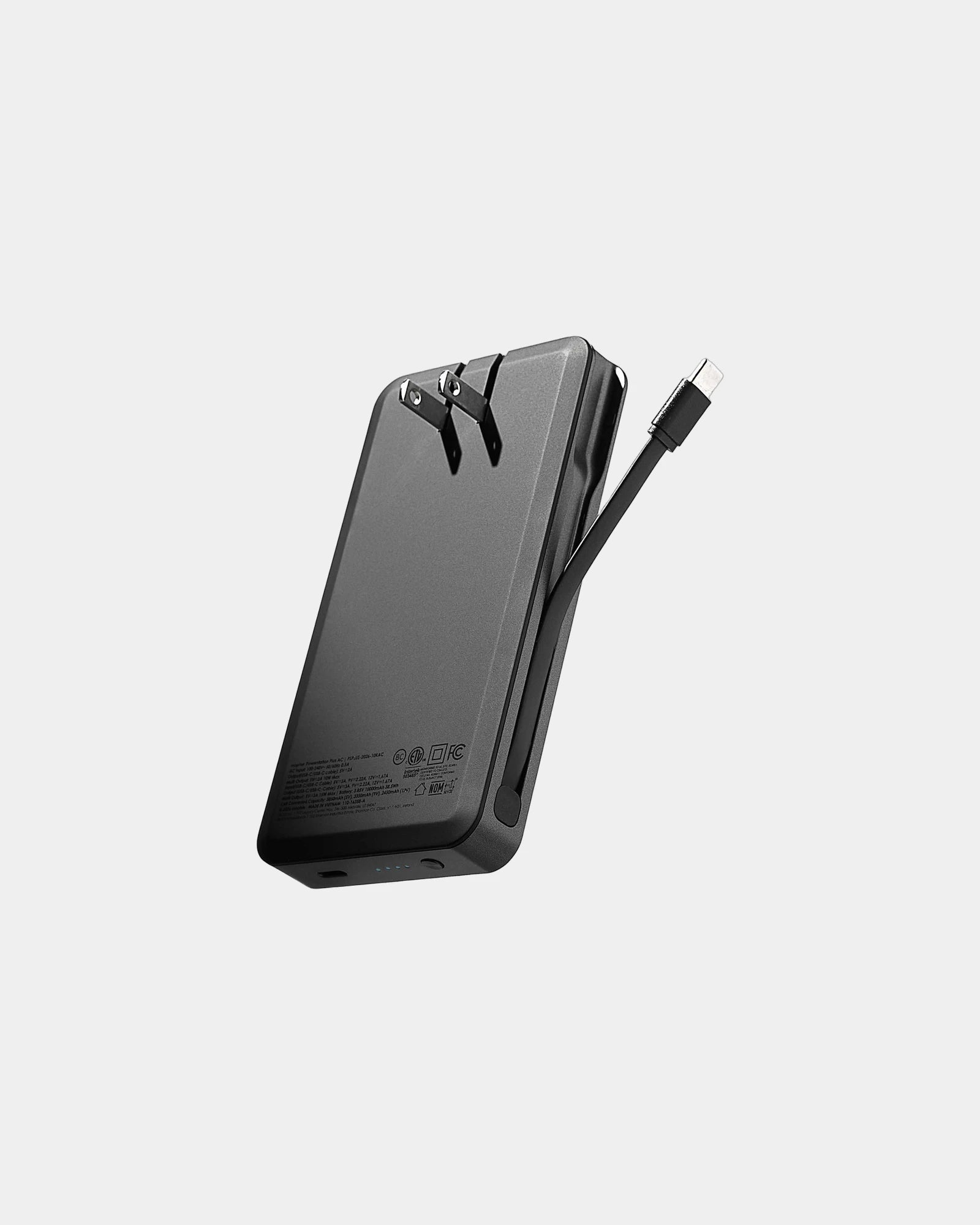 Custom 10,000 mAh power bank with AC wall plug - Black (Bk)
