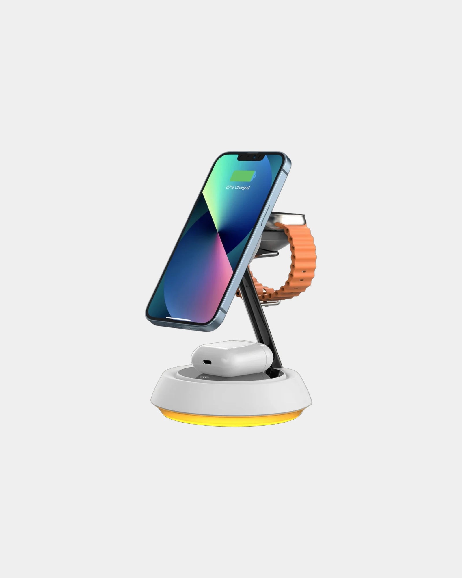 Custom 3-in-1 wireless charger with 20W charging block - White