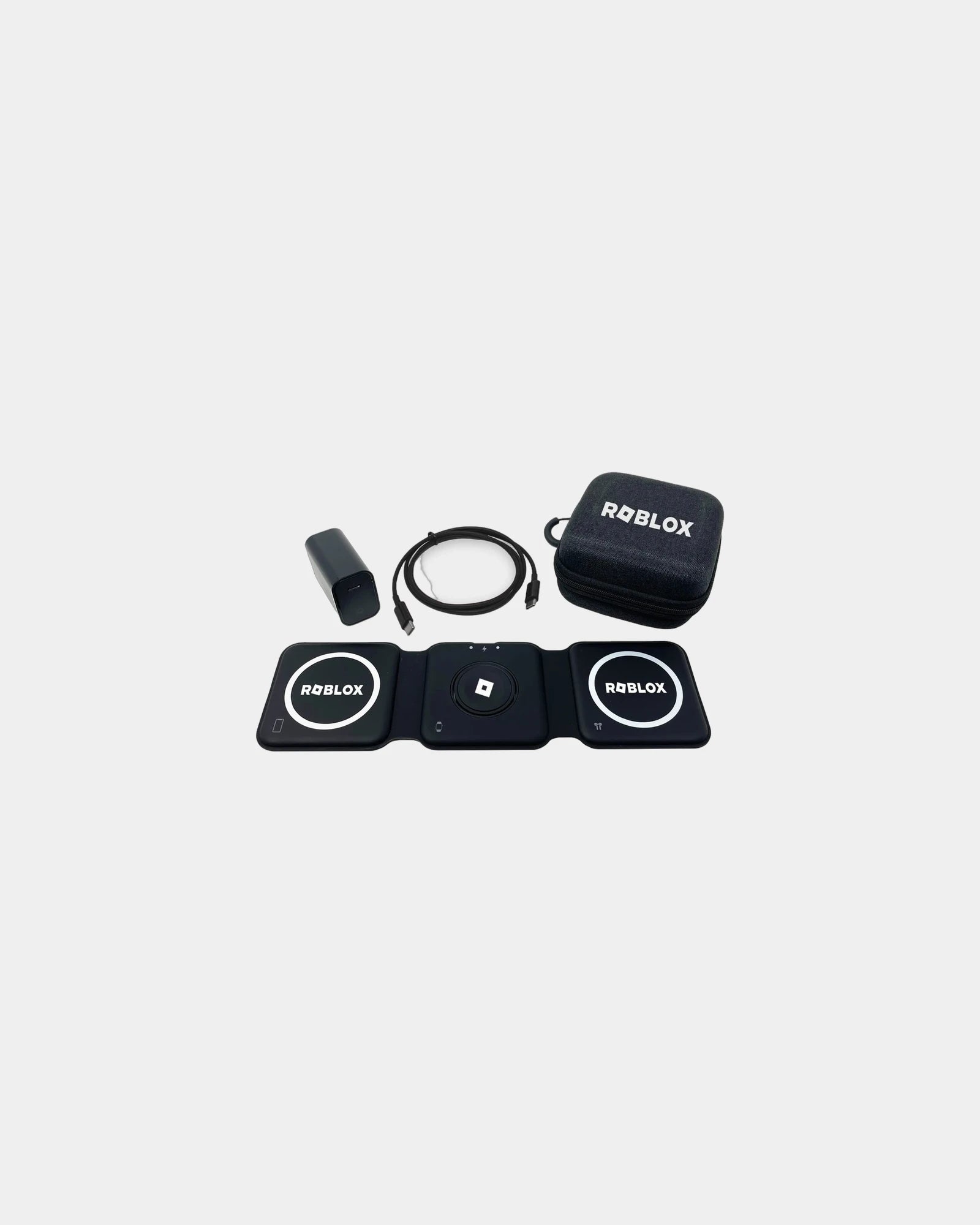 Custom 3-in-1 travel charger with hard shell case - Black