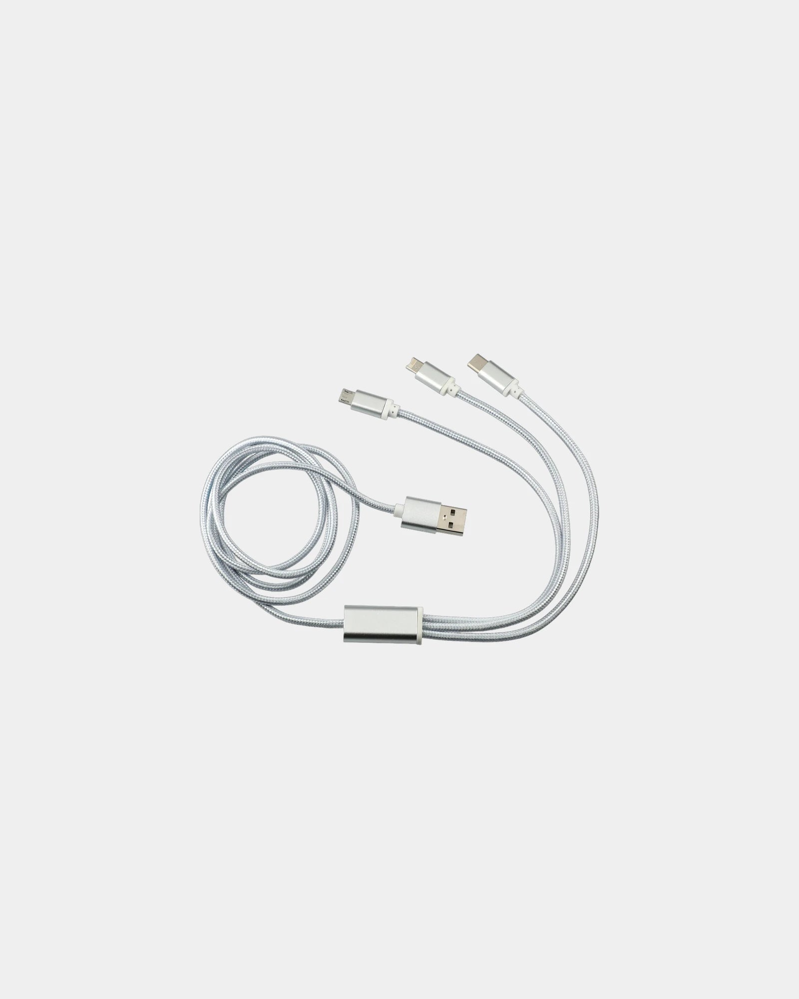 Custom 3-in-1 charging cable 47-inch fast charge - Silver (Sl)