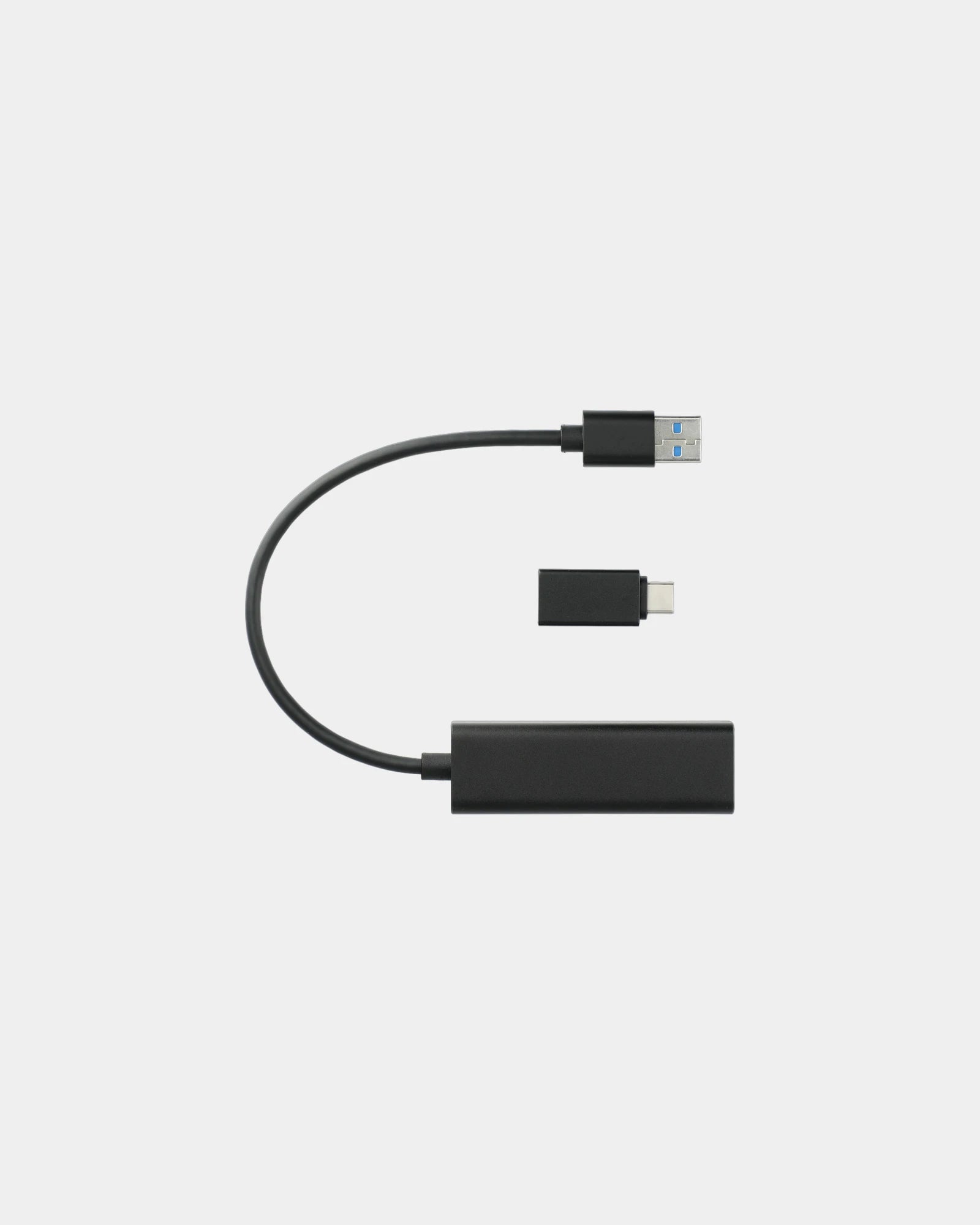 Custom aluminum 4-port USB 3.0 hub with Type-C adapter - Black (Bk)