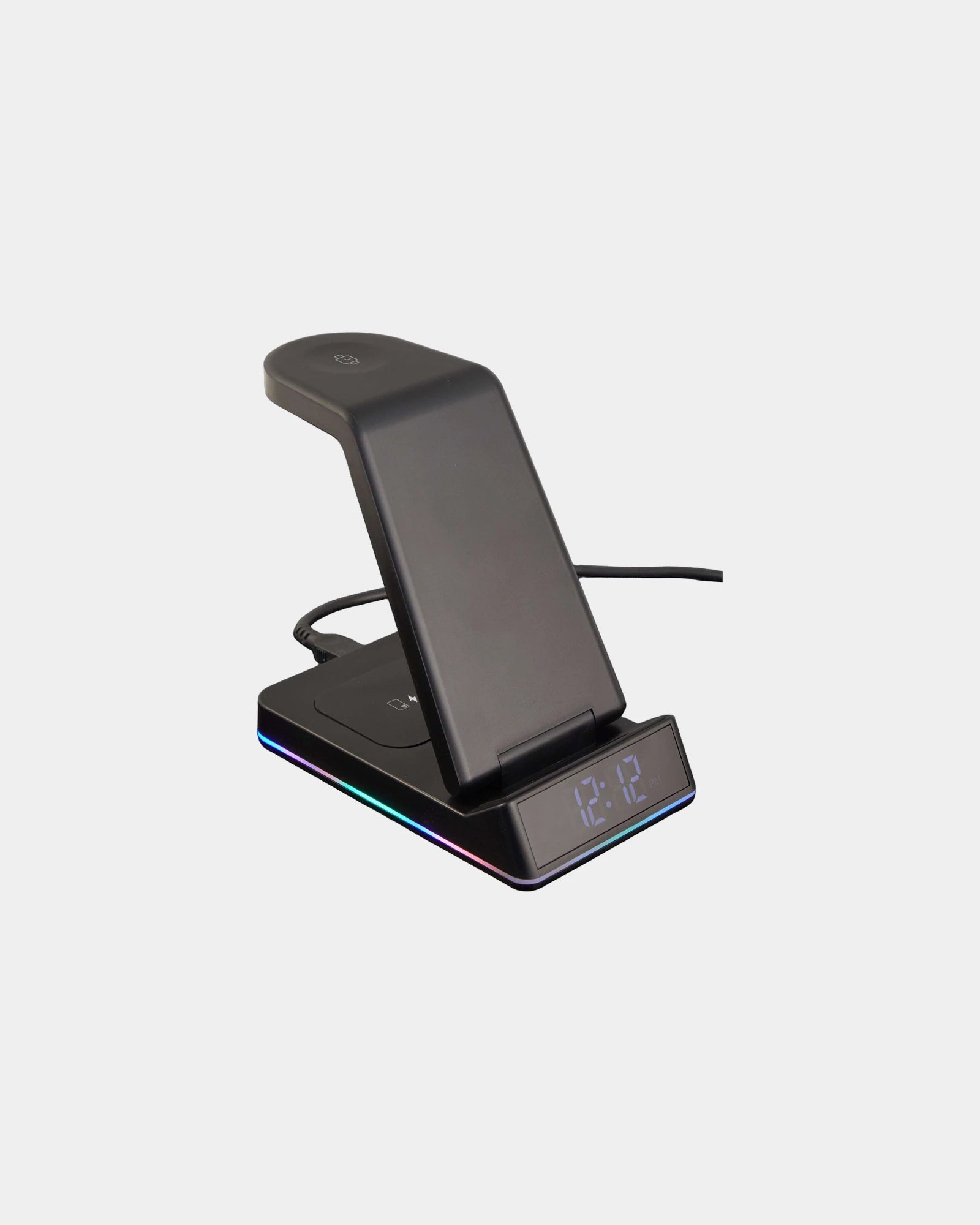 Branded 3-in-1 Qi wireless charging stand with clock - 2