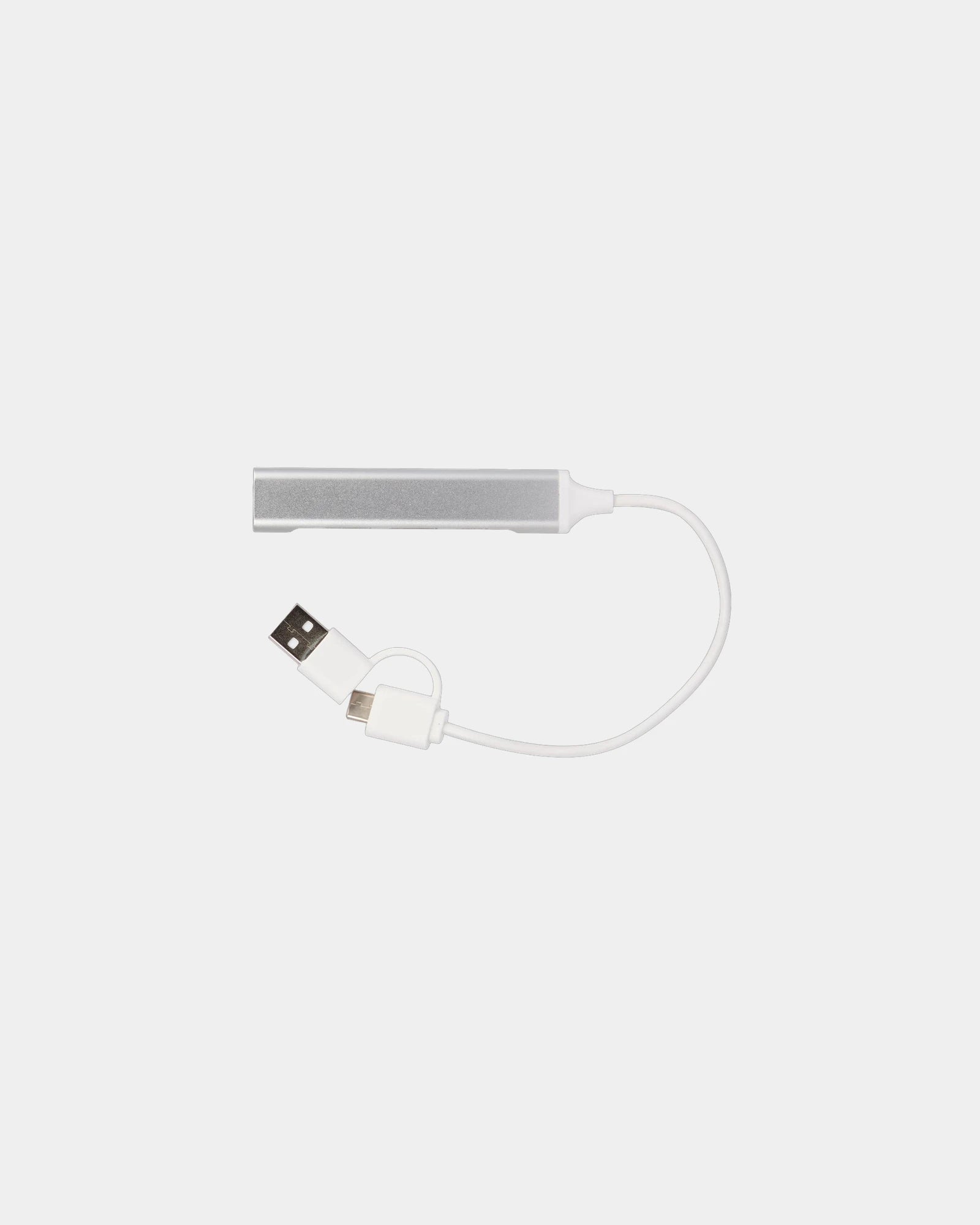 Custom recycled aluminum 4-port USB-A and C hub - Silver (Sl)