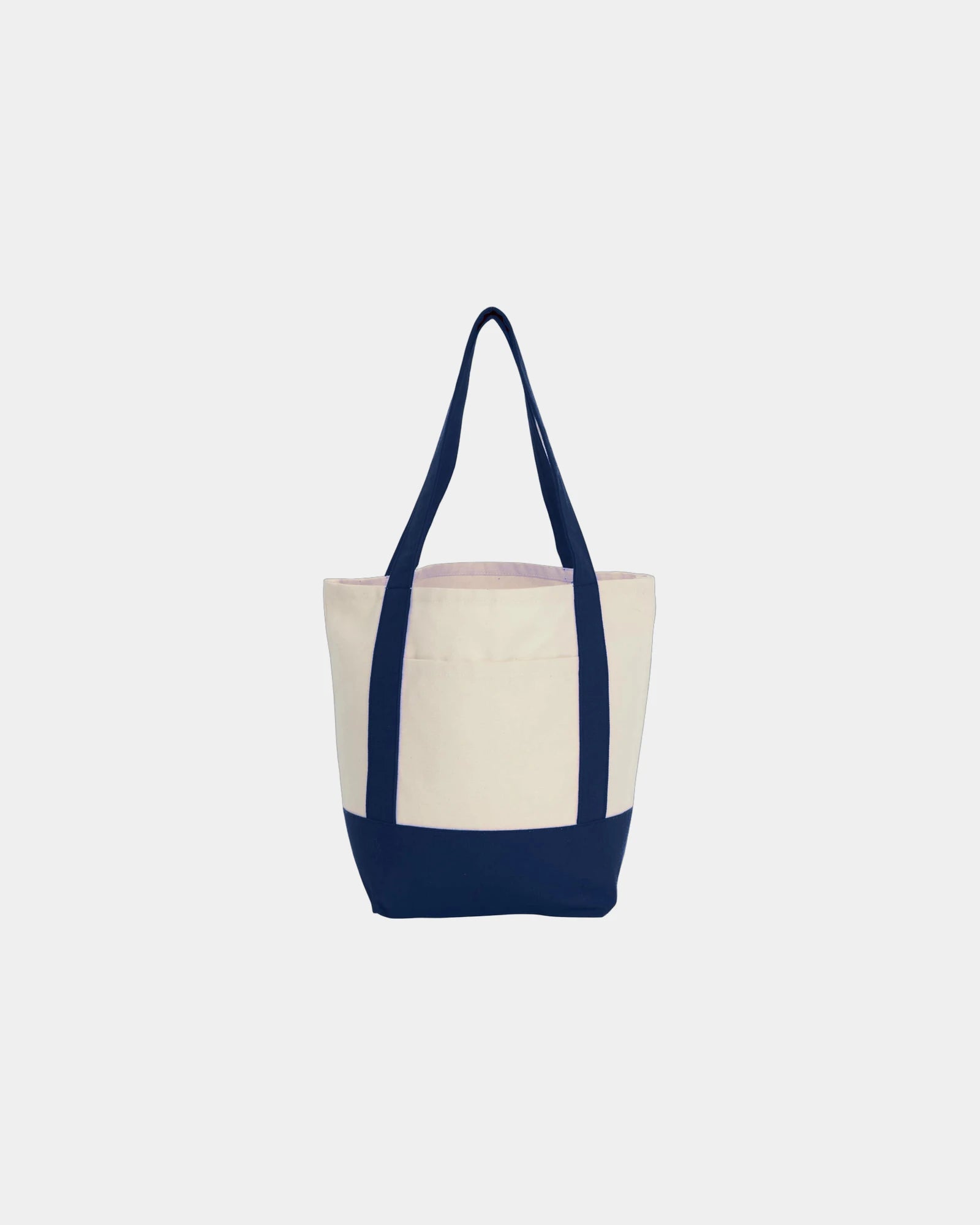 Custom recycled cotton canvas mini tote bag 6x11x13 - Navy (Ny)
