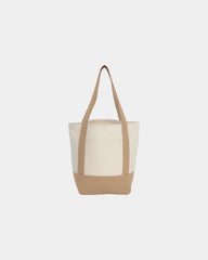 Custom recycled cotton canvas mini tote bag 6x11x13 - Tan (Tn)