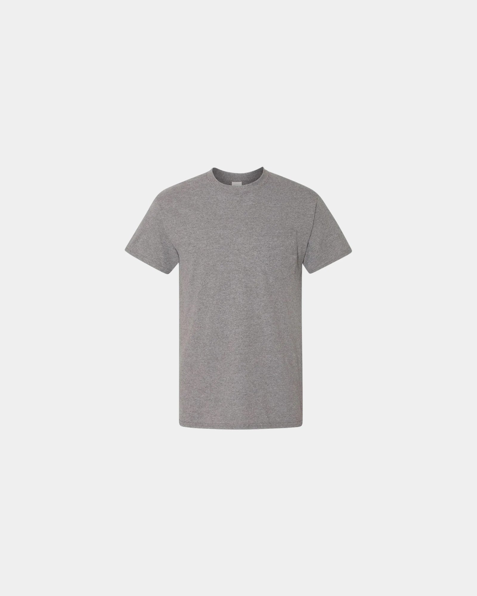 Custom DryBlend pocket t-shirt with rib collar - Graphite Heather