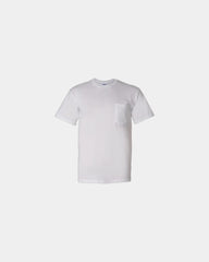 Custom DryBlend pocket t-shirt with rib collar - White